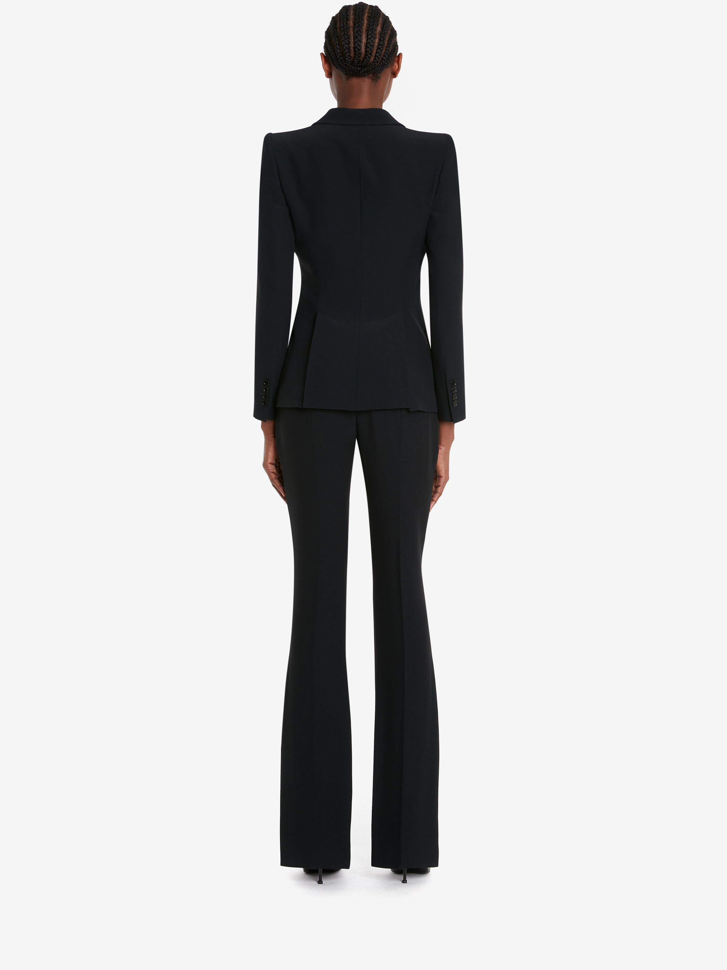 Women's Narrow Bootcut Trousers in Black - 4