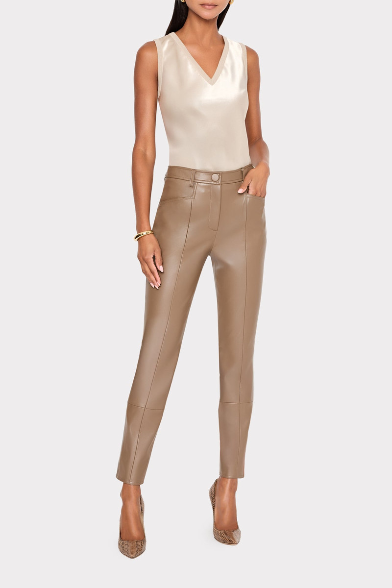Satin Knit Combination V-Neck Top 3