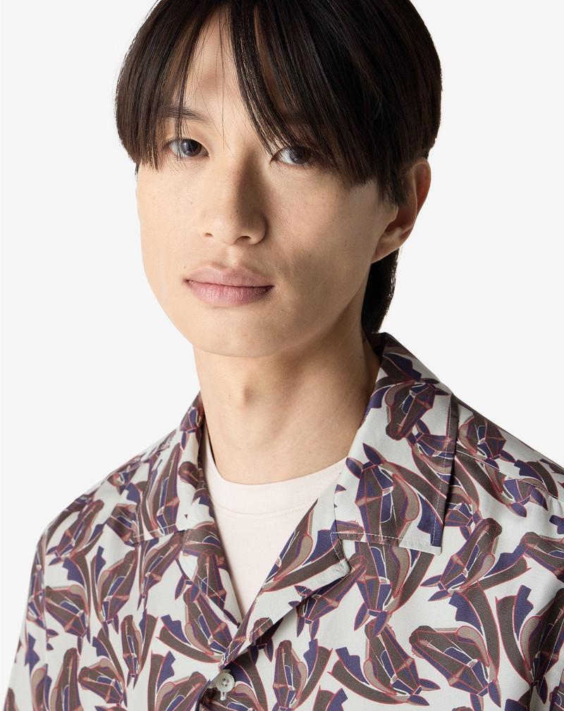 White printed silk short sleeve shirt 4