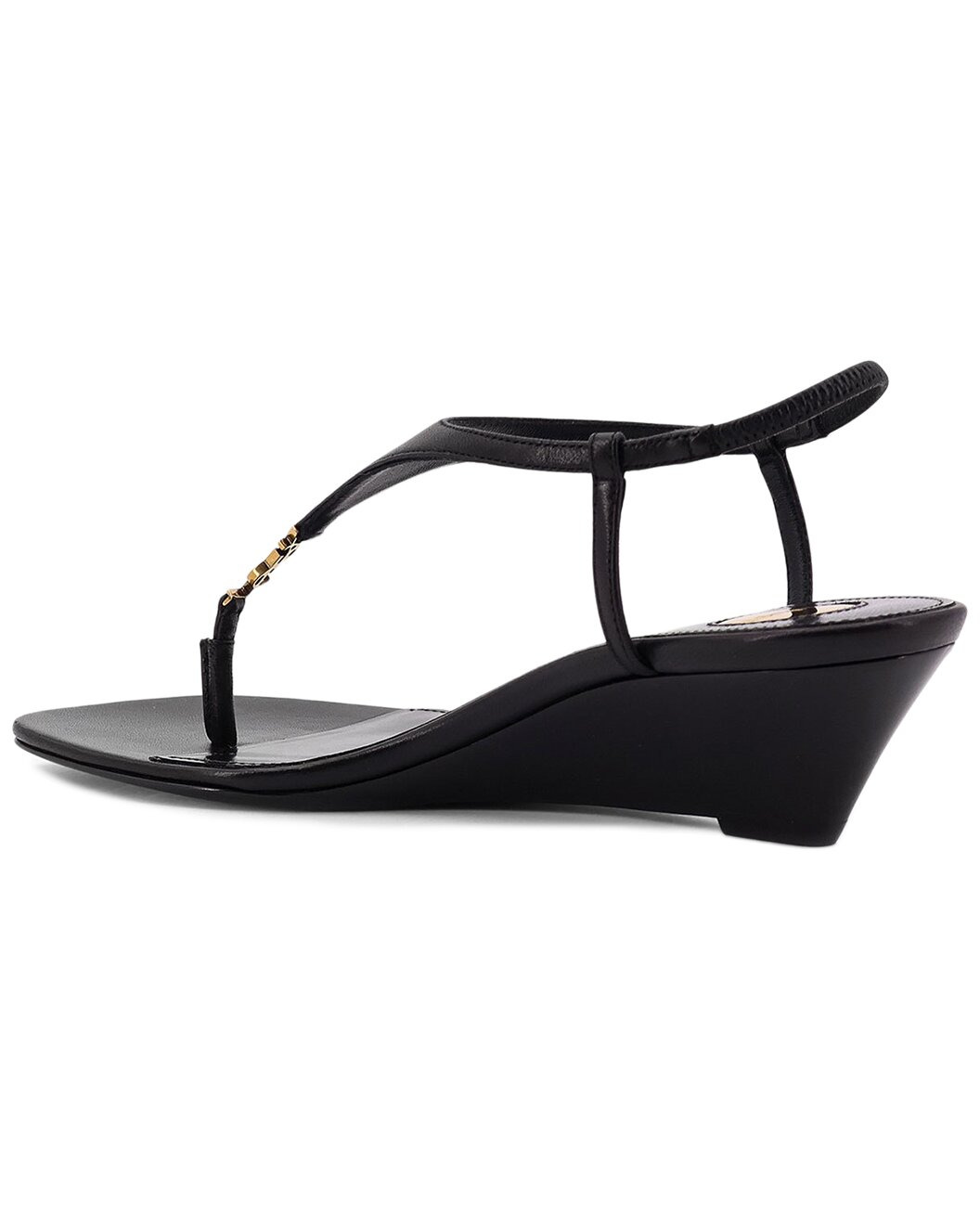 Saint Laurent Cassandre Wedge Leather Thong Sandal - 3