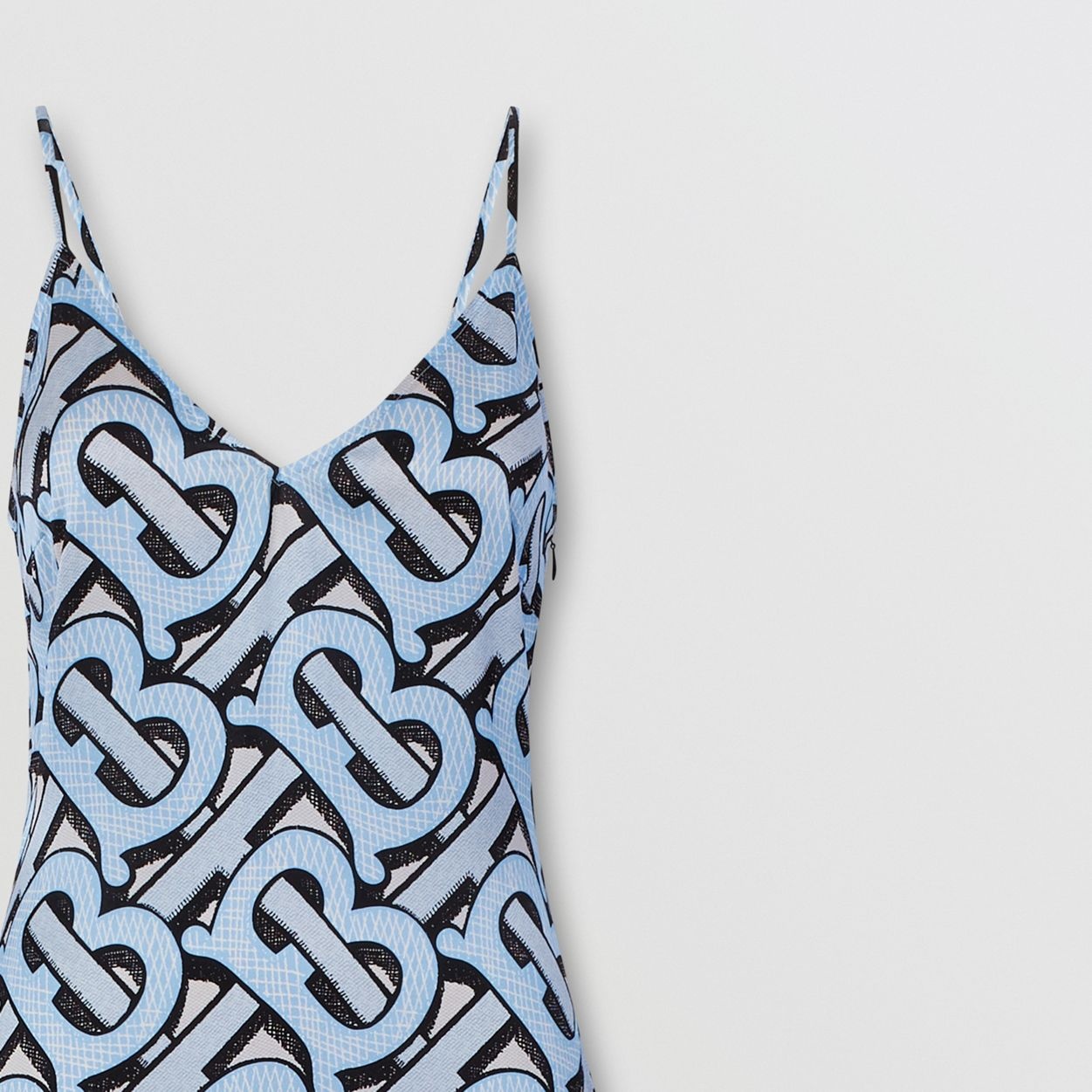 Monogram Print Silk Satin Slip Dress - 7