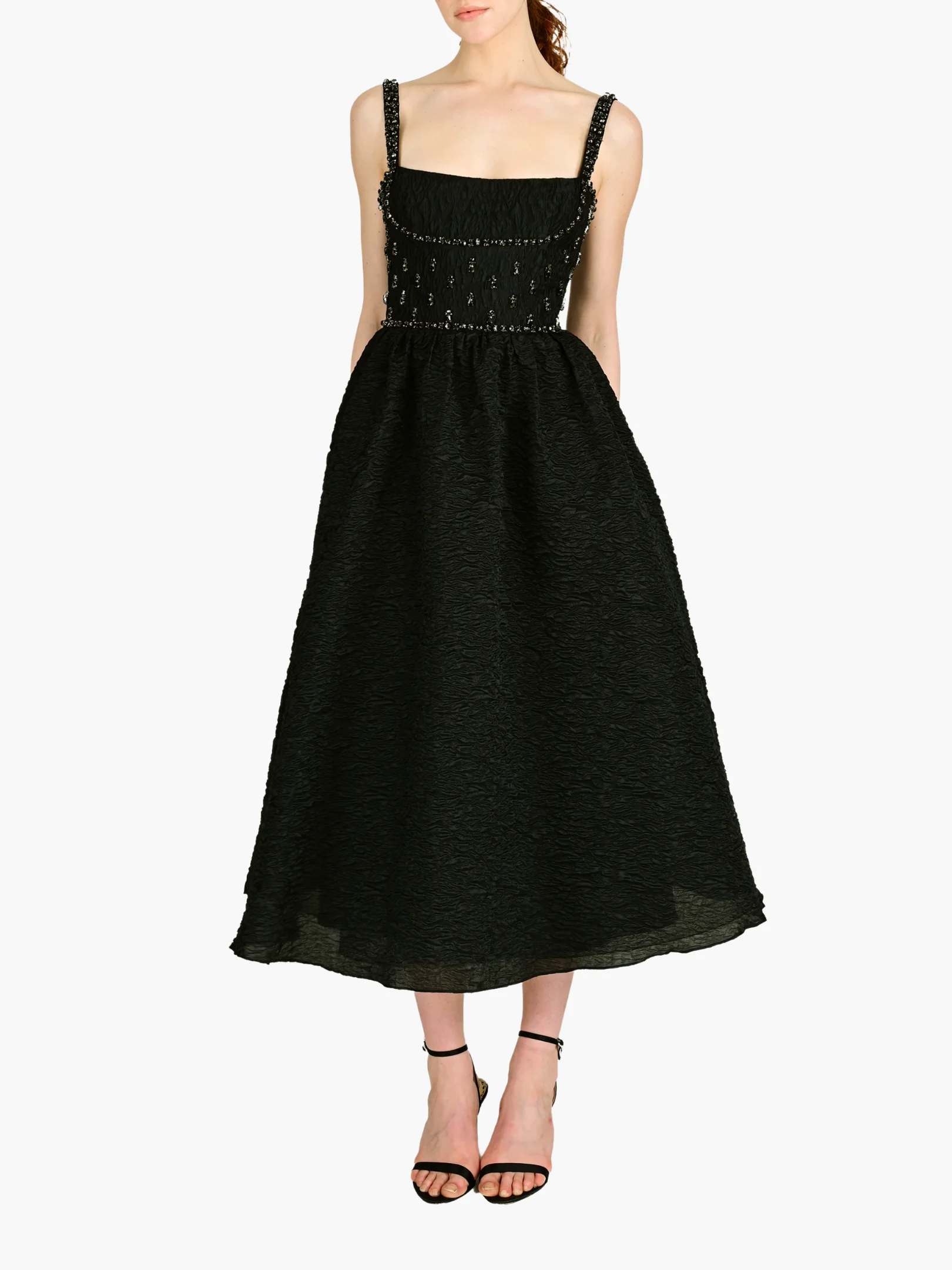SLEEVELESS CLOQUE MIDI GOWN - 1