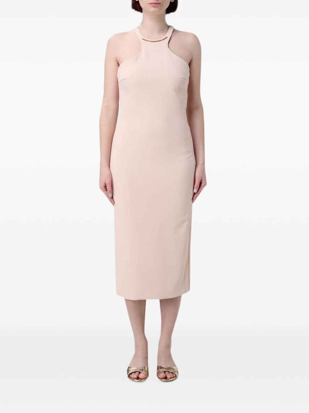 halterneck crêpe dress - 1