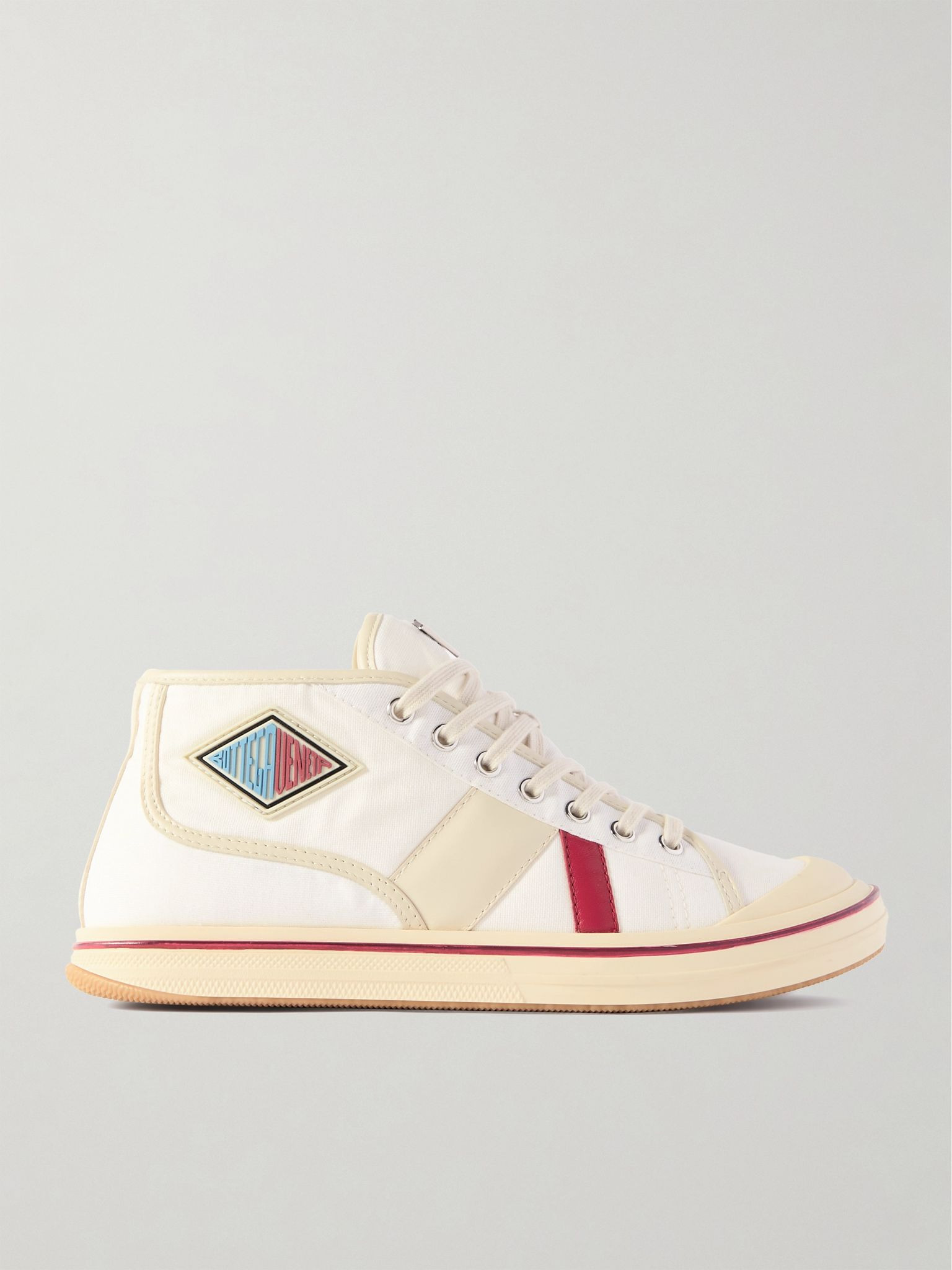 Eliot appliquéd leather-trimmed canvas sneakers Off-white - 1