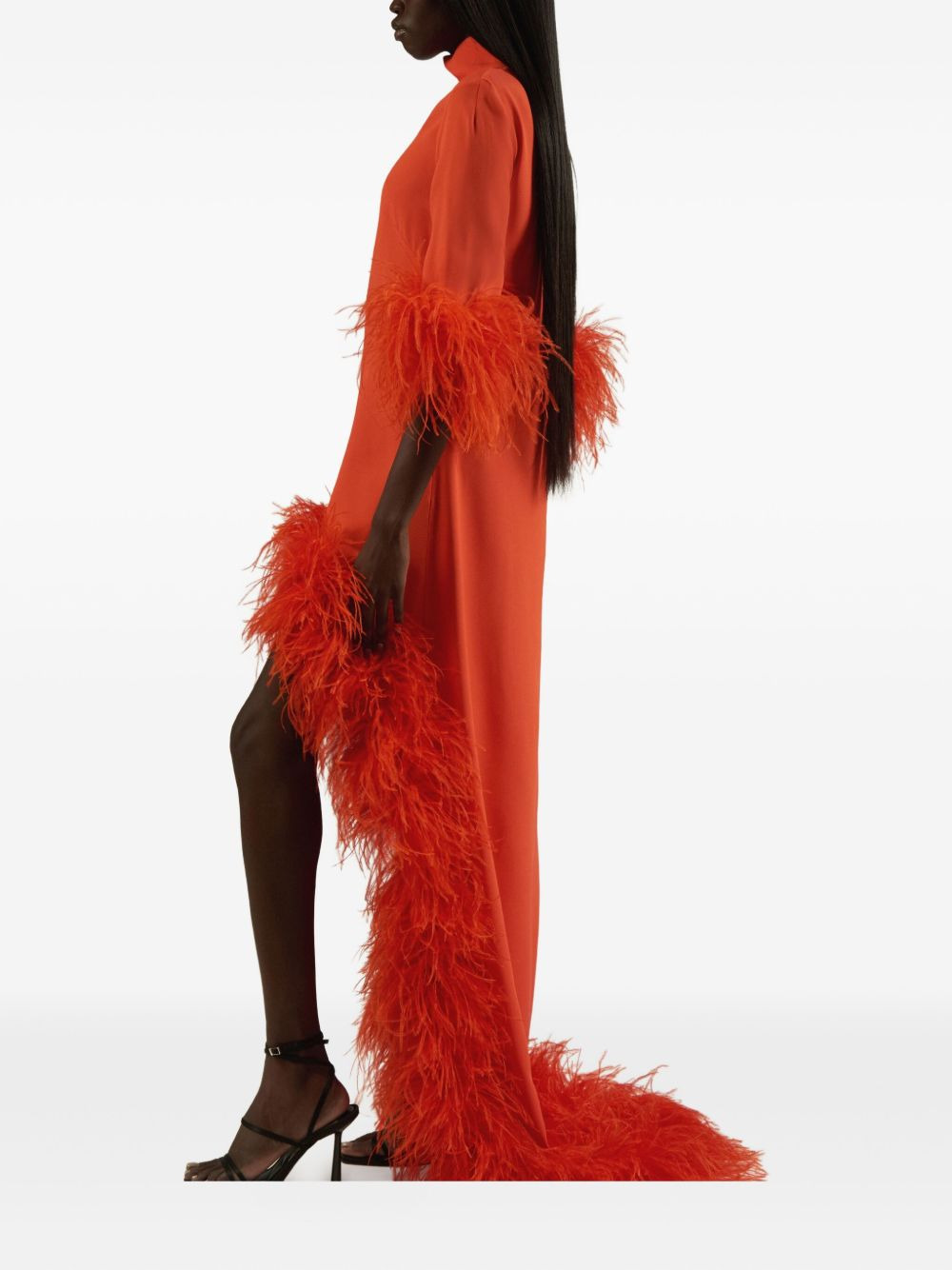 Gina Extravaganza feather-trimmed high-low dress - 4
