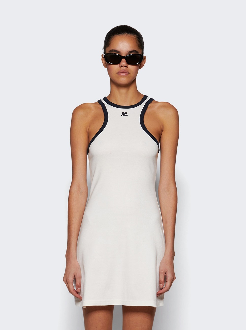 Contrast Scuba Mini Dress Blanc Heritage And Navy - 3
