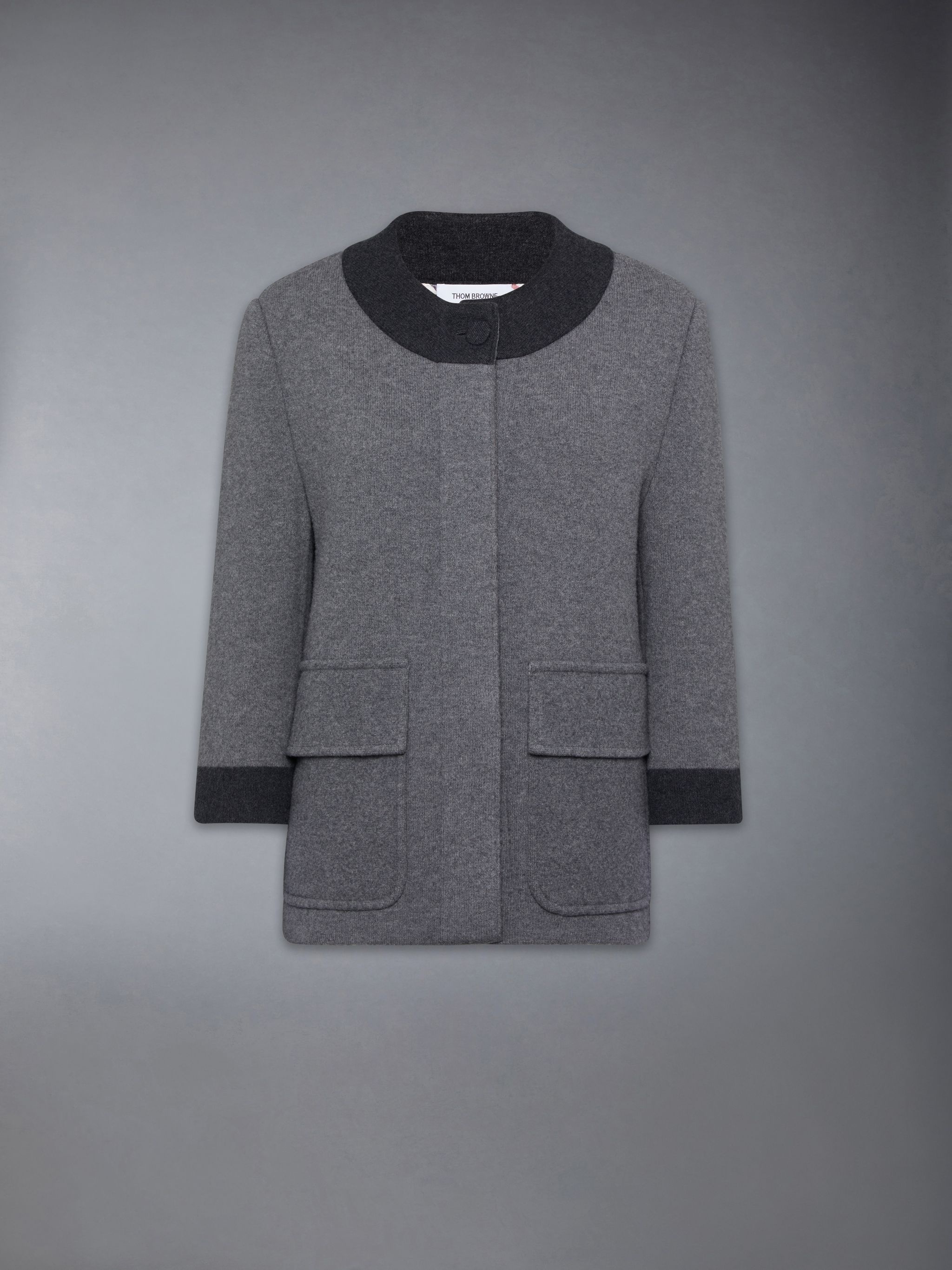 Boiled Merino Wool Double Face Stitch Cardigan Coat - 5