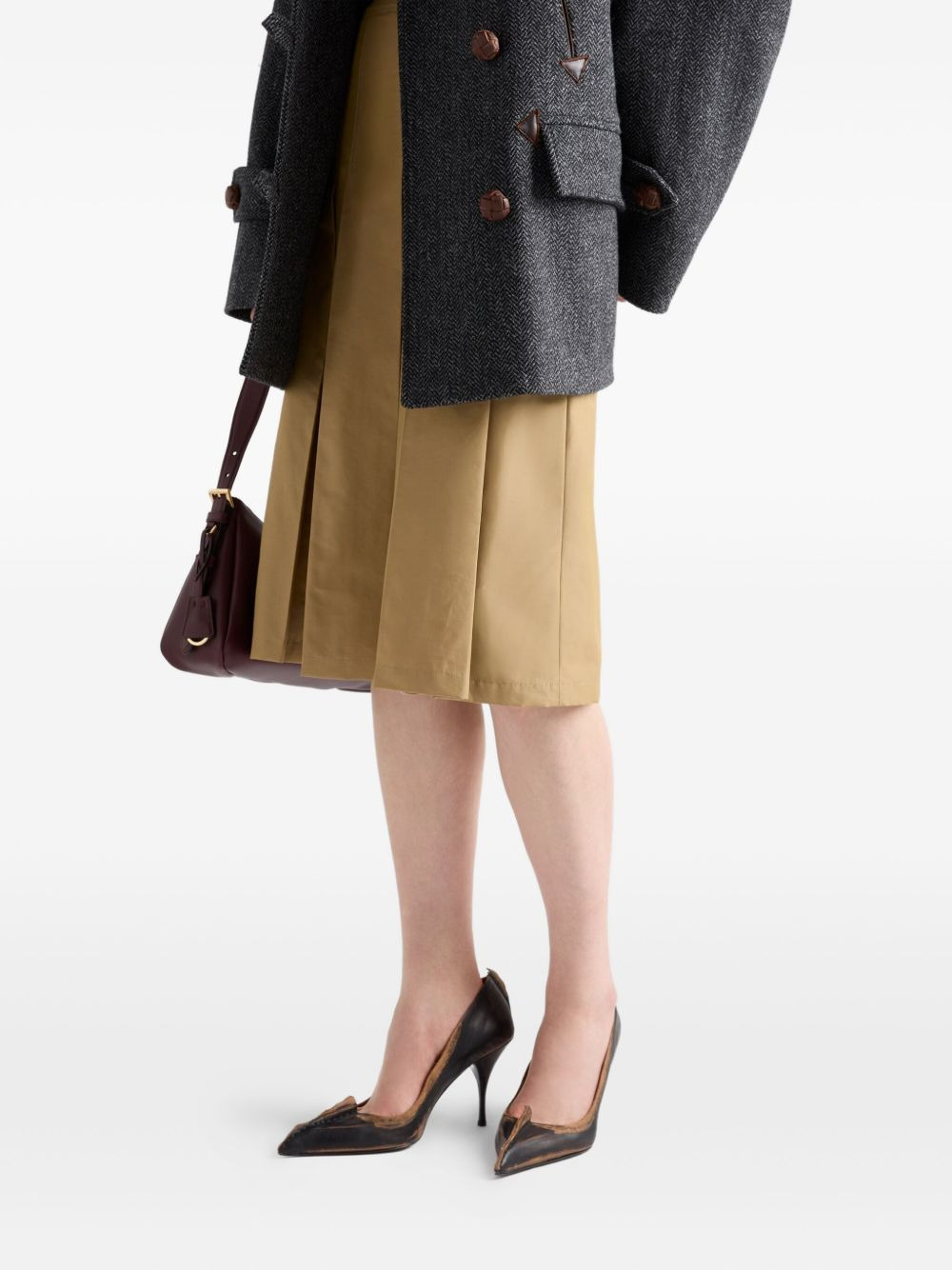 box-pleat kick-pleat midi skirt - 4