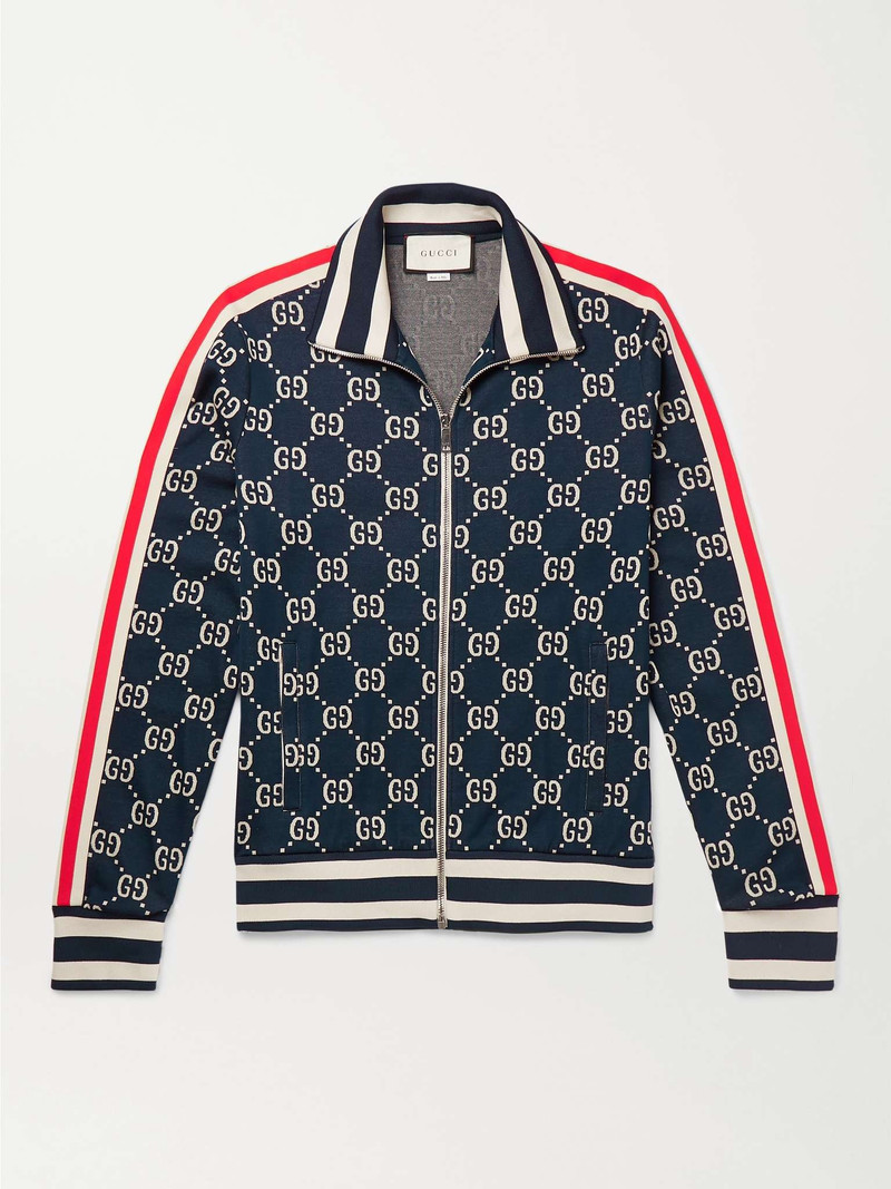 Striped Logo-Intarsia Cotton Track Jacket - 1