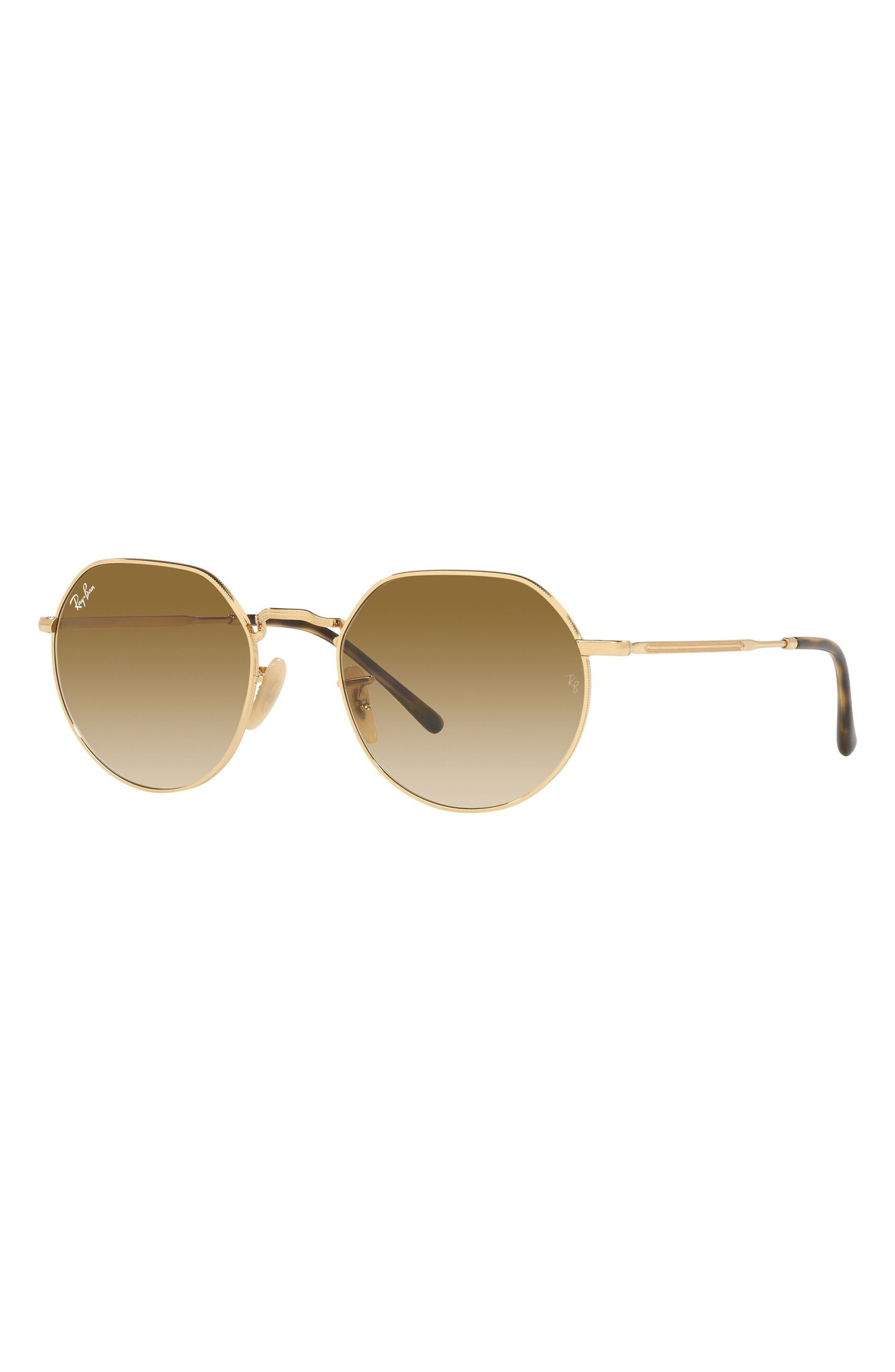 Ray-Ban Jack 53mm Round Sunglasses in Arista /Clear Gradient Brown at Nordstrom - 6