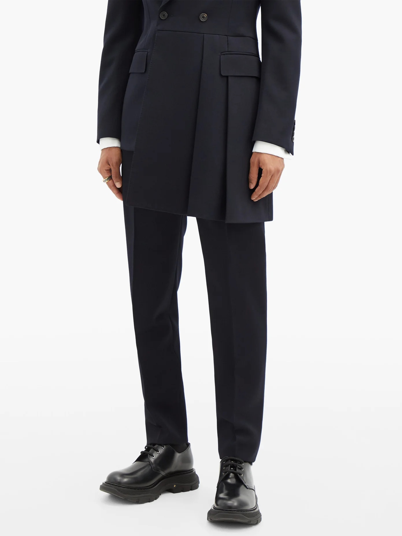 Tapered-leg wool-crepe suit trousers - 6