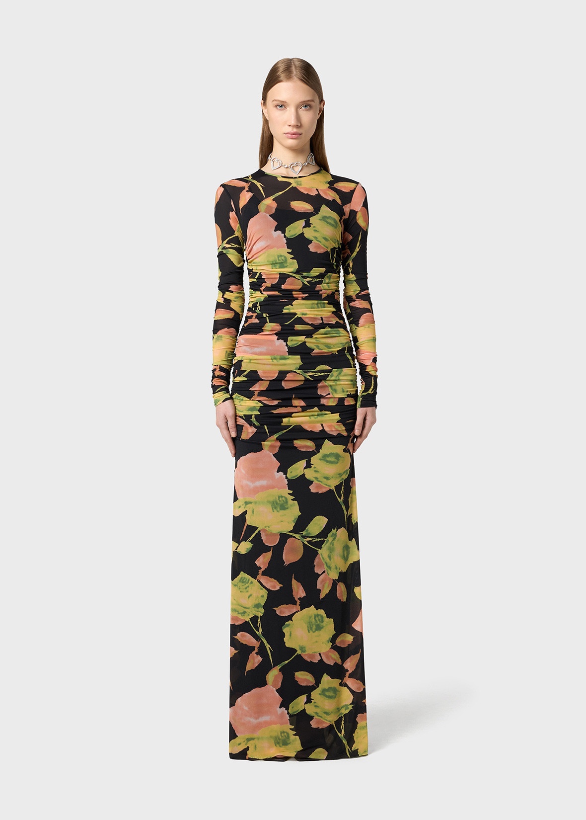 LONG DRESS IN JERSEY WITH FLORAL PRINT - 3