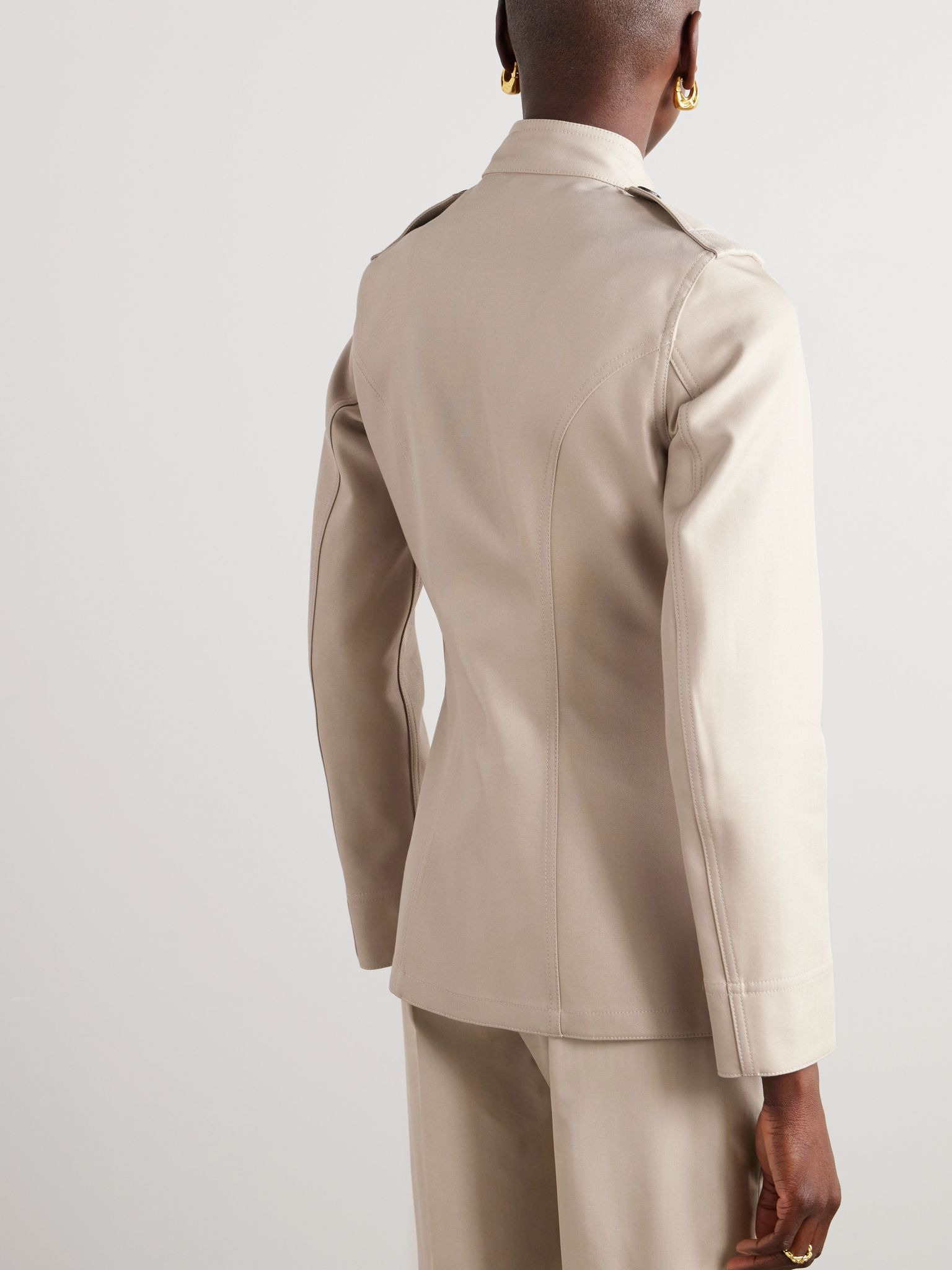 Ashley cotton and silk-blend twill jacket Beige - 4