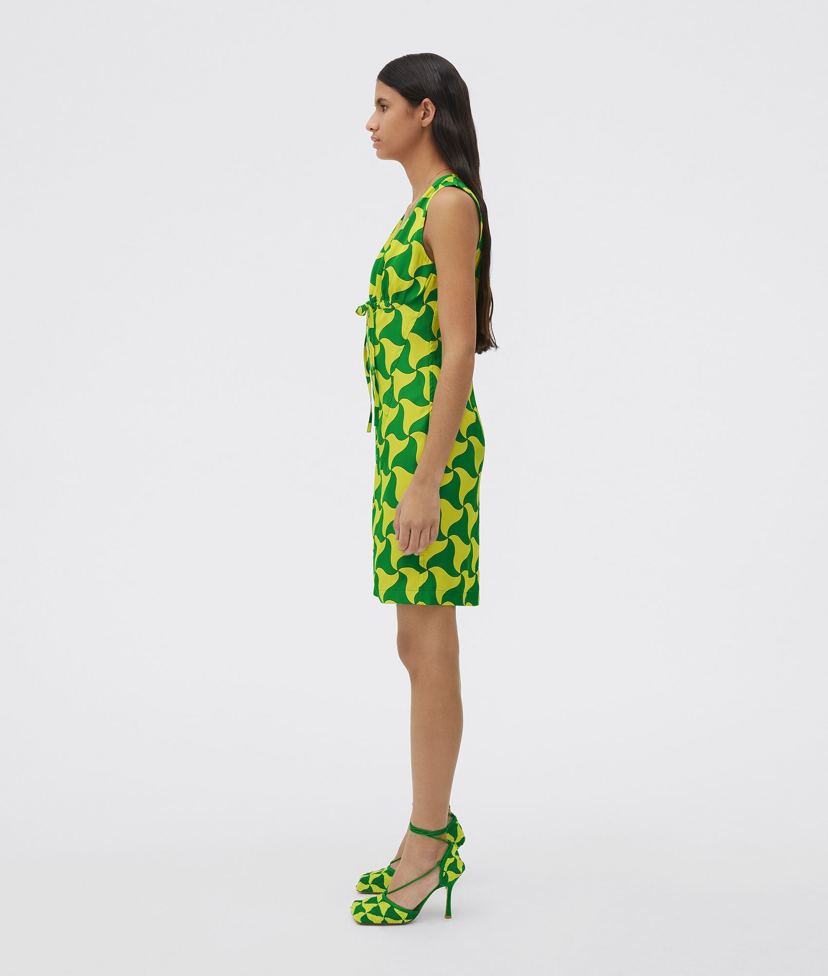 ワンピース BOTTEGA VENETA DRESS (829992V5D90 4350) Bottega Veneta Crinkled Banana Print One Shoulder Dress in