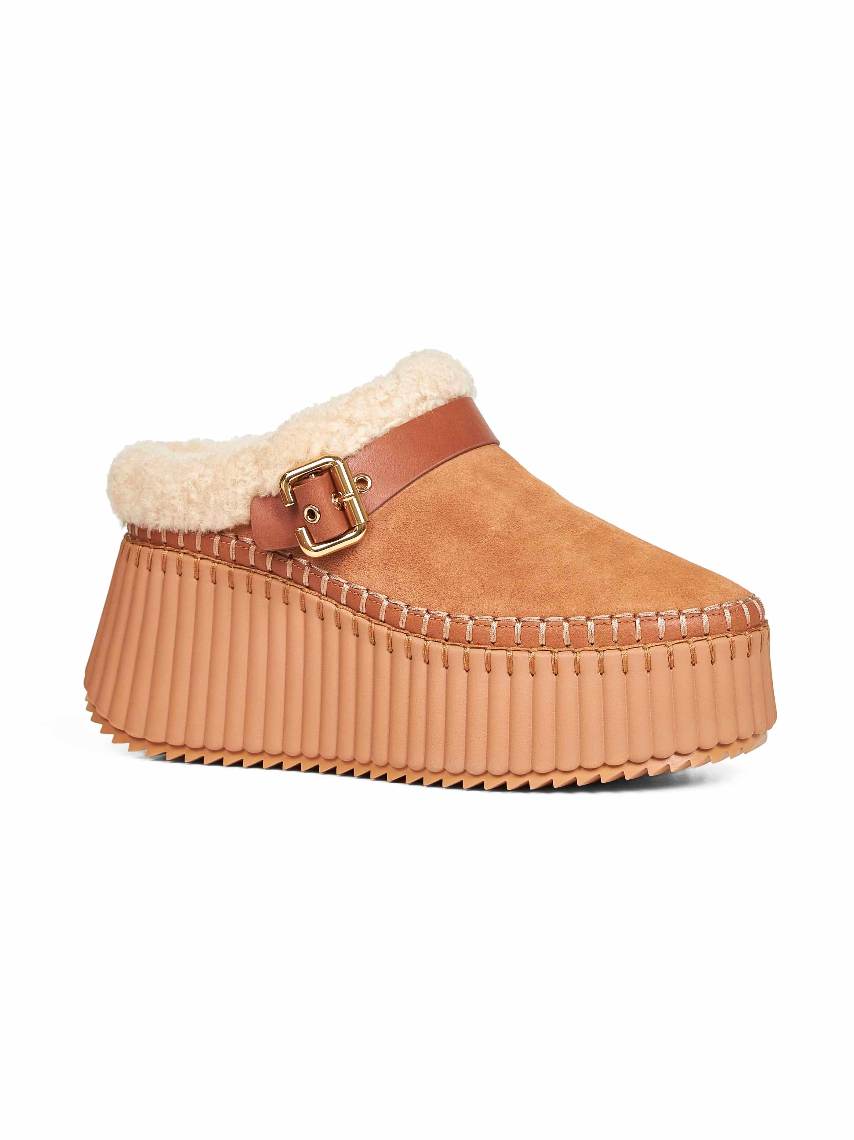 Pottery brown Nama wedge mules - 2