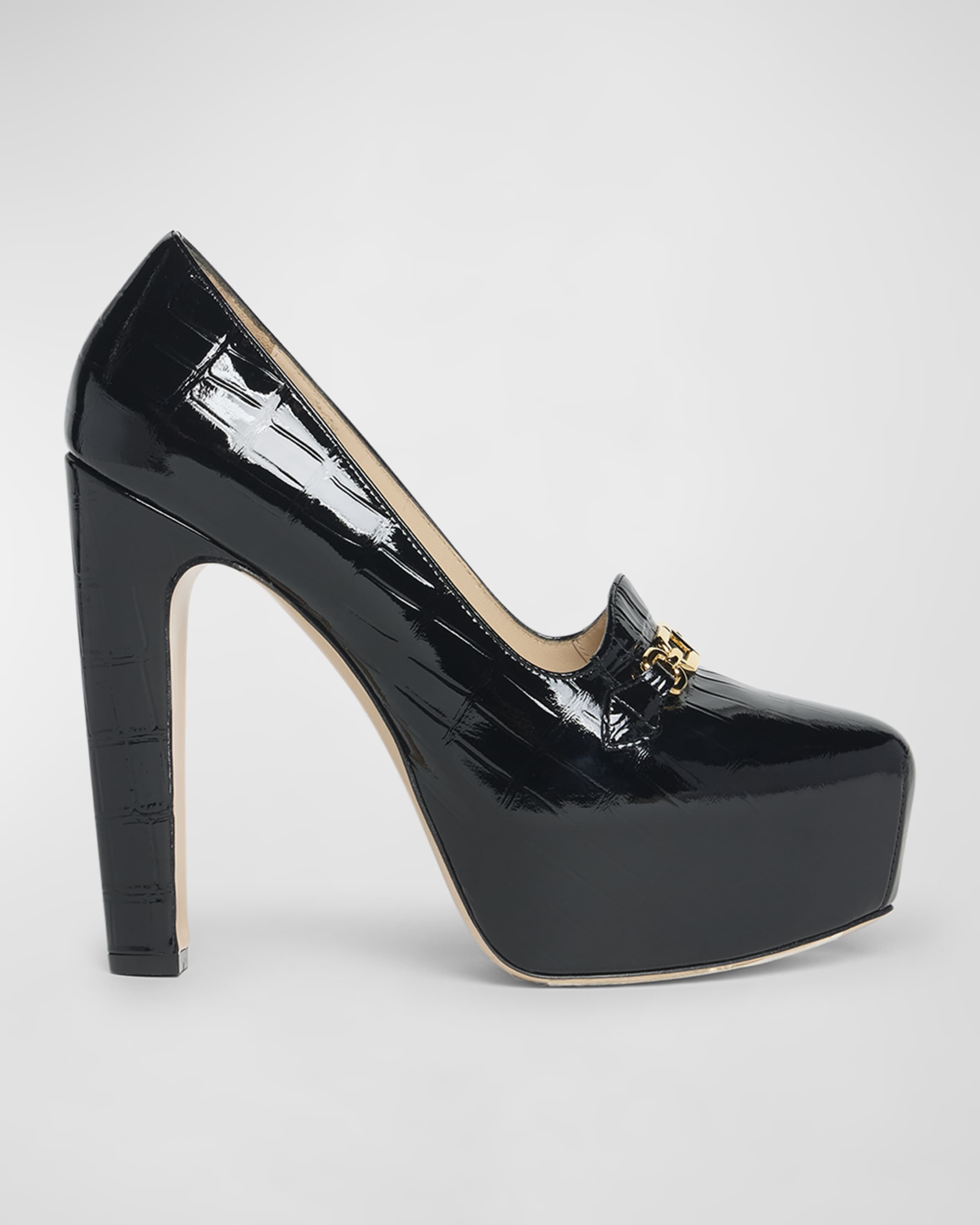 Whitney Croco T-Chain Platform Pumps - 1