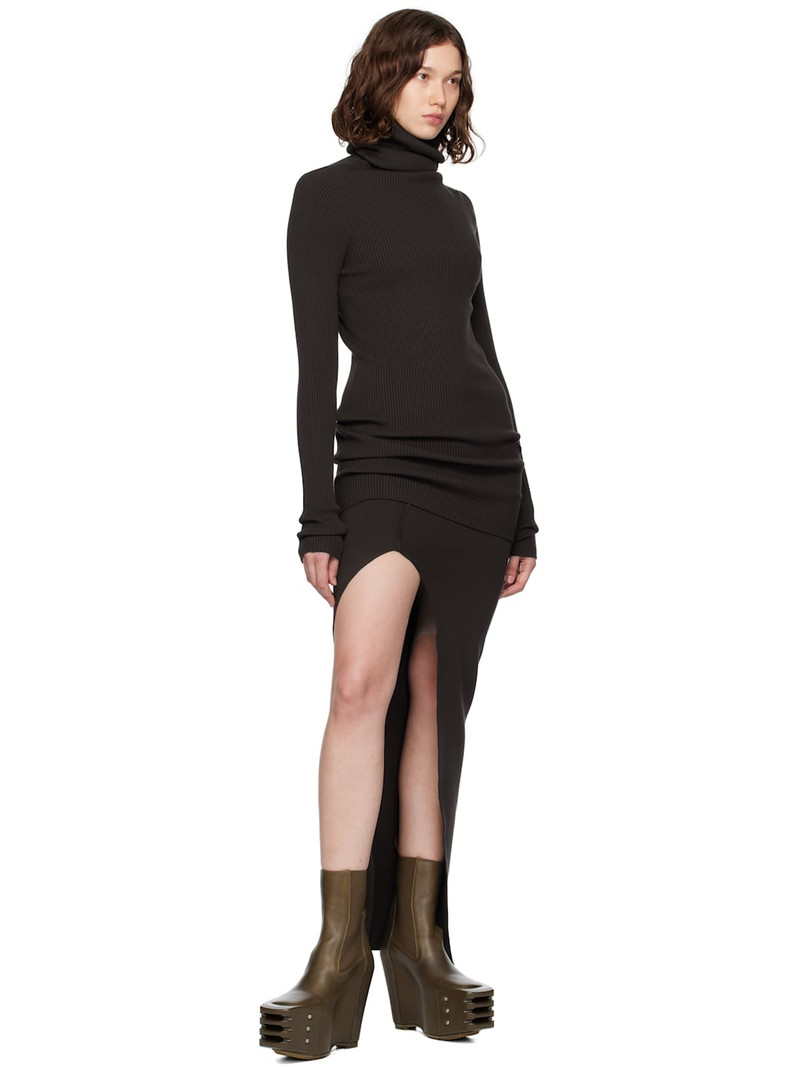 Rick Owens Brown Concordians Ribbed Knit Tube Turtleneck outlook