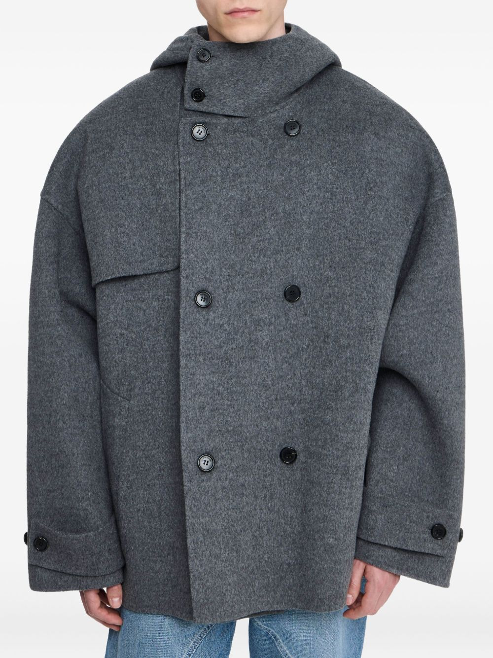 double-breasted hooded jacket - 4