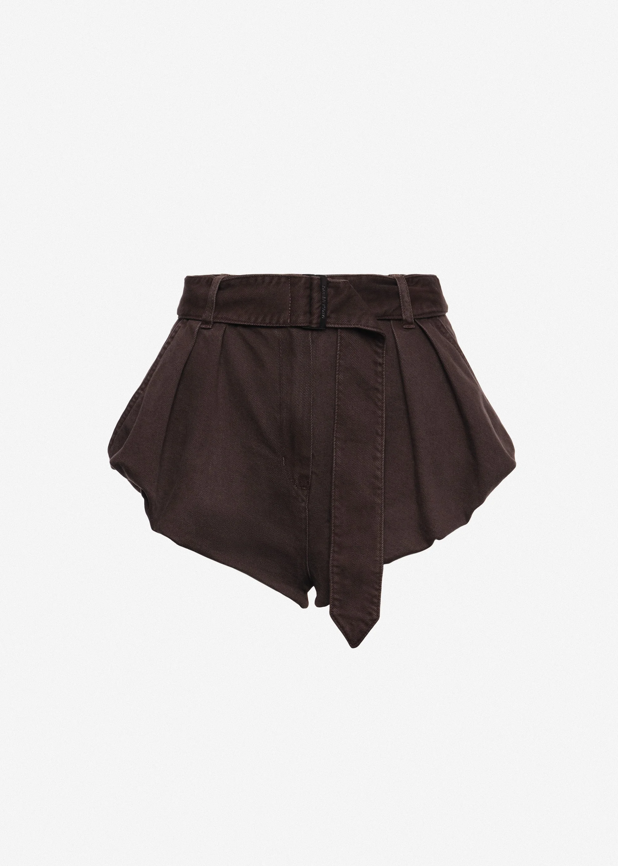 Flared denim shorts in brown - 1