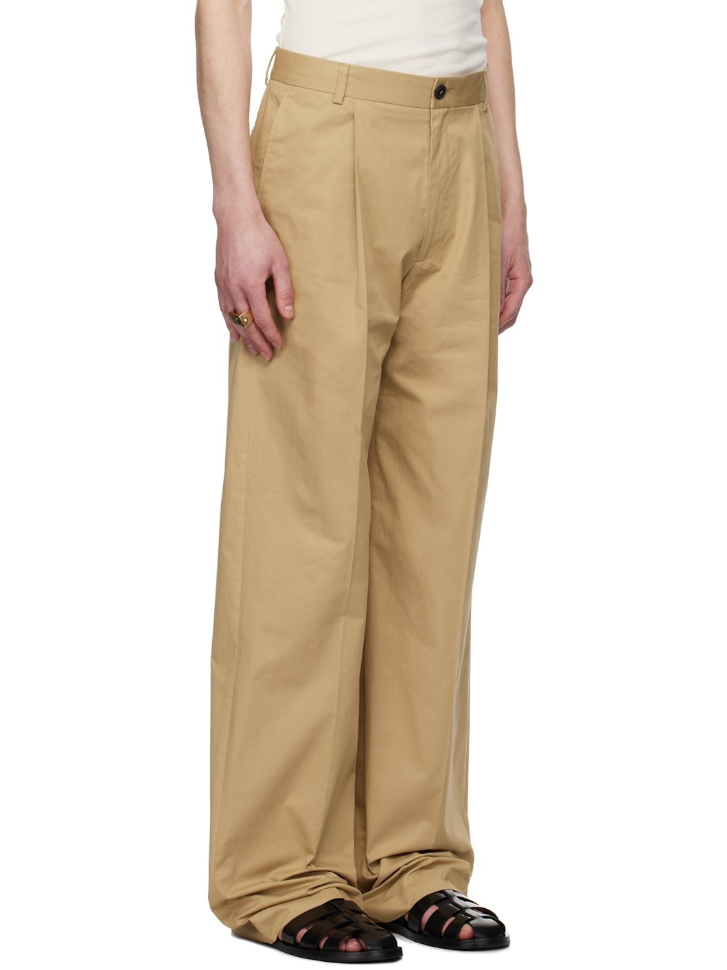 Beige Pleated Trousers - 2