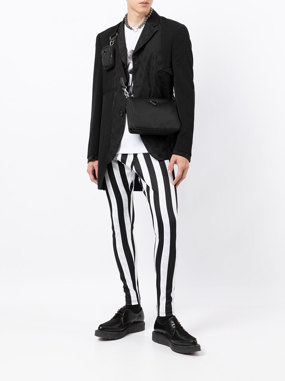 asymmetric striped pattern leggings - 2