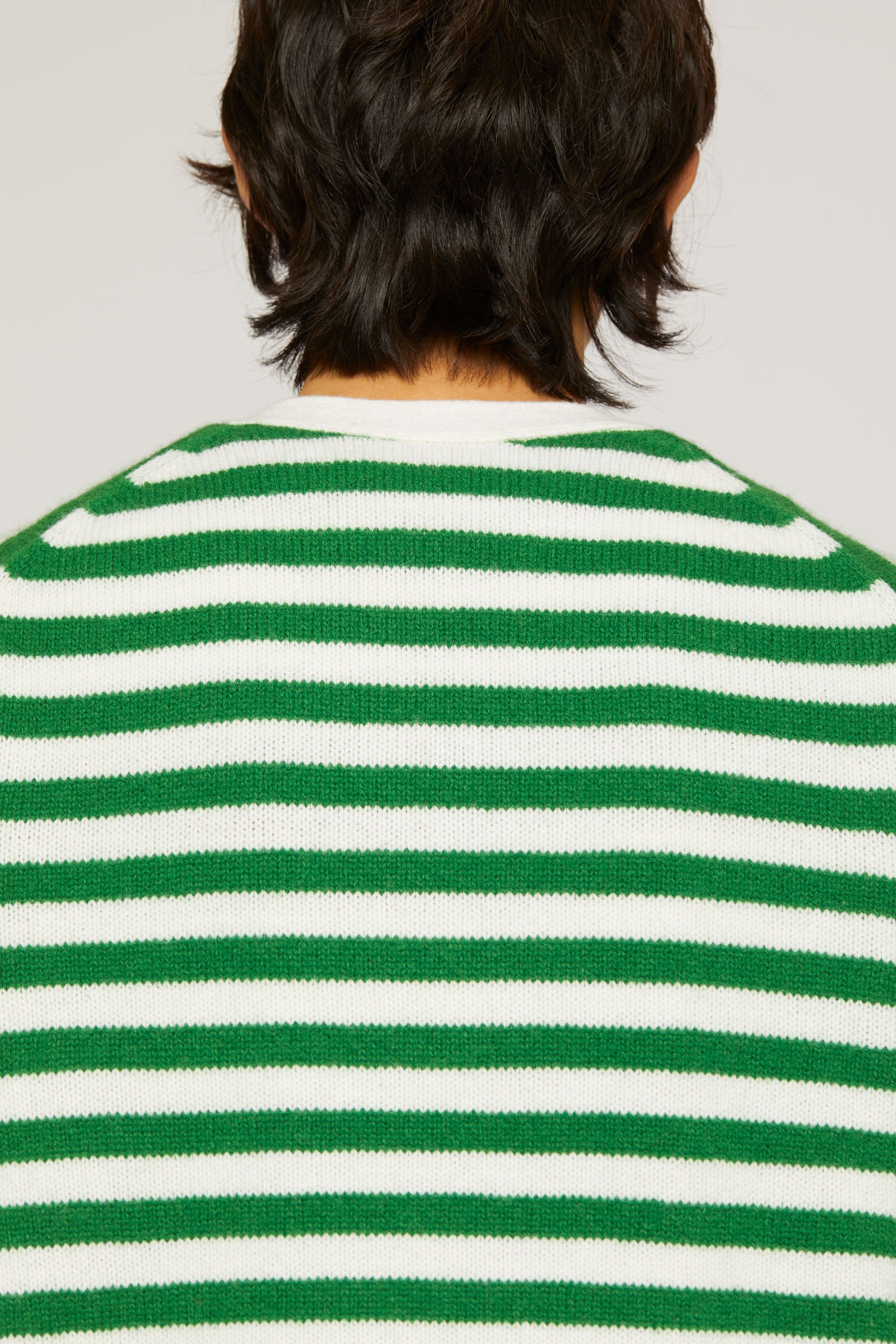 Breton stripe cardigan green/white - 4