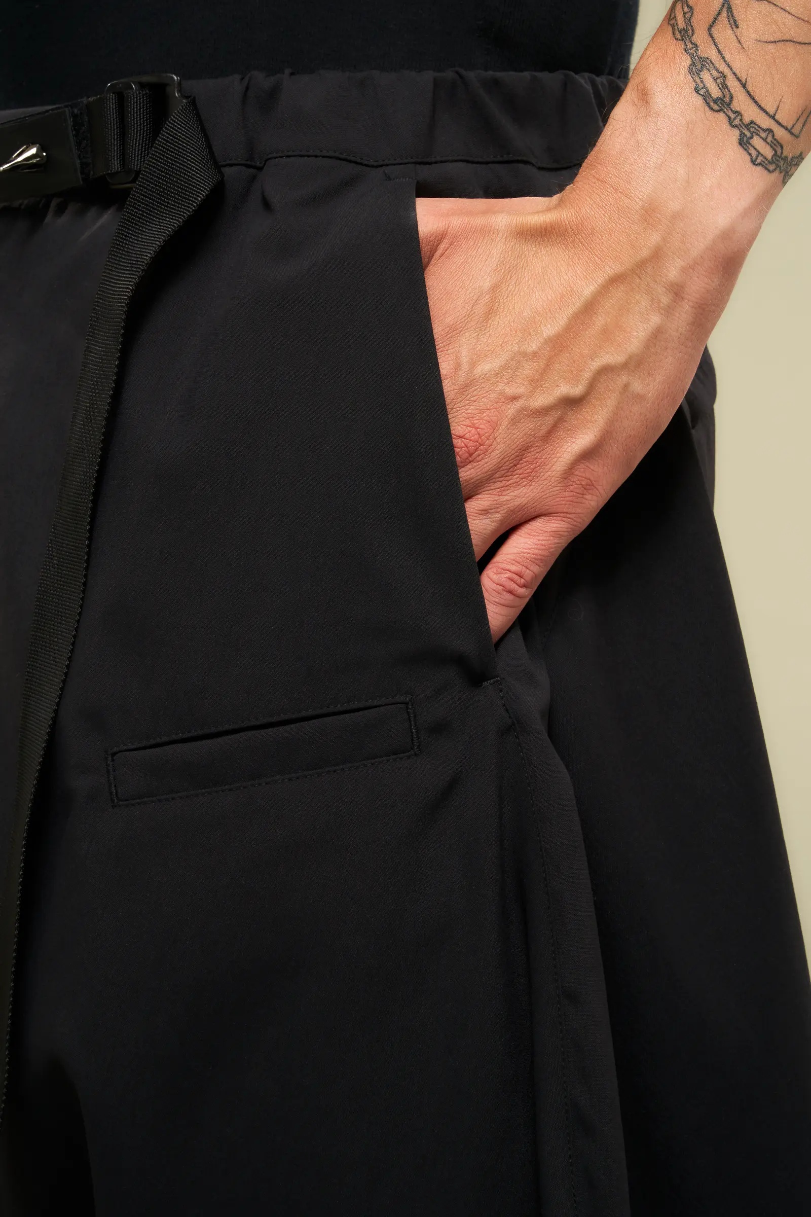 SP62-M Nylon Stretch Web Belt Short Pant Black - 19