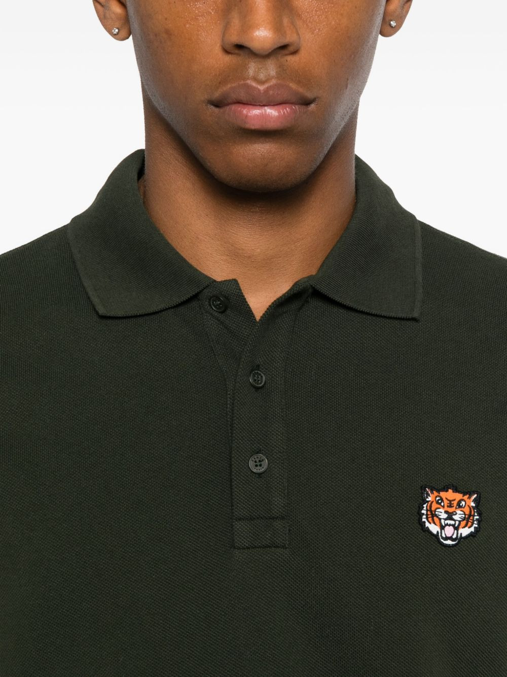 tiger-embroidered polo shirt - 4