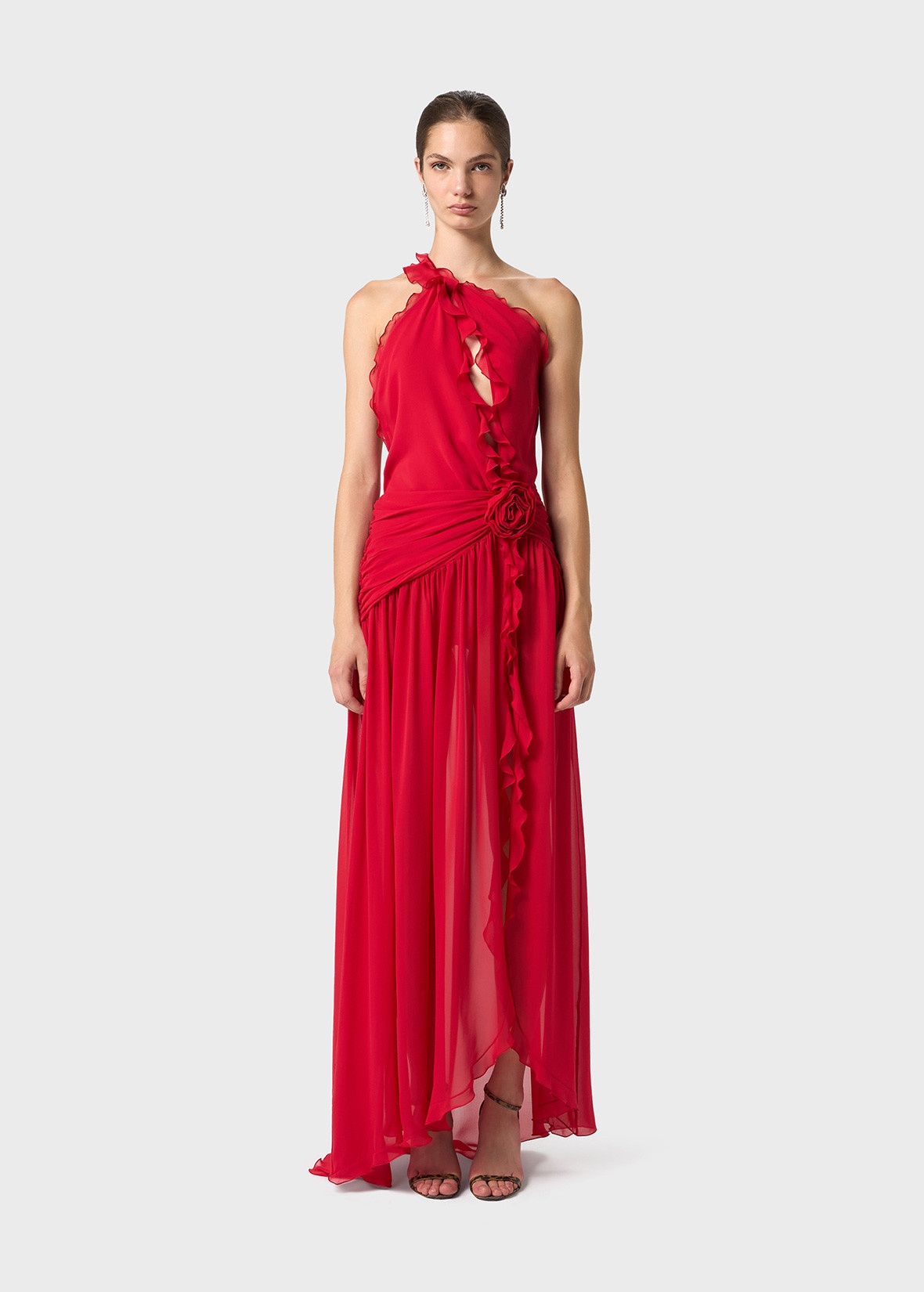 ONE-SHOULDER DRESS IN SILK GEORGETTE - 3