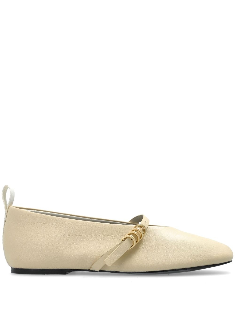 square-toe leather ballerina shoes - 1