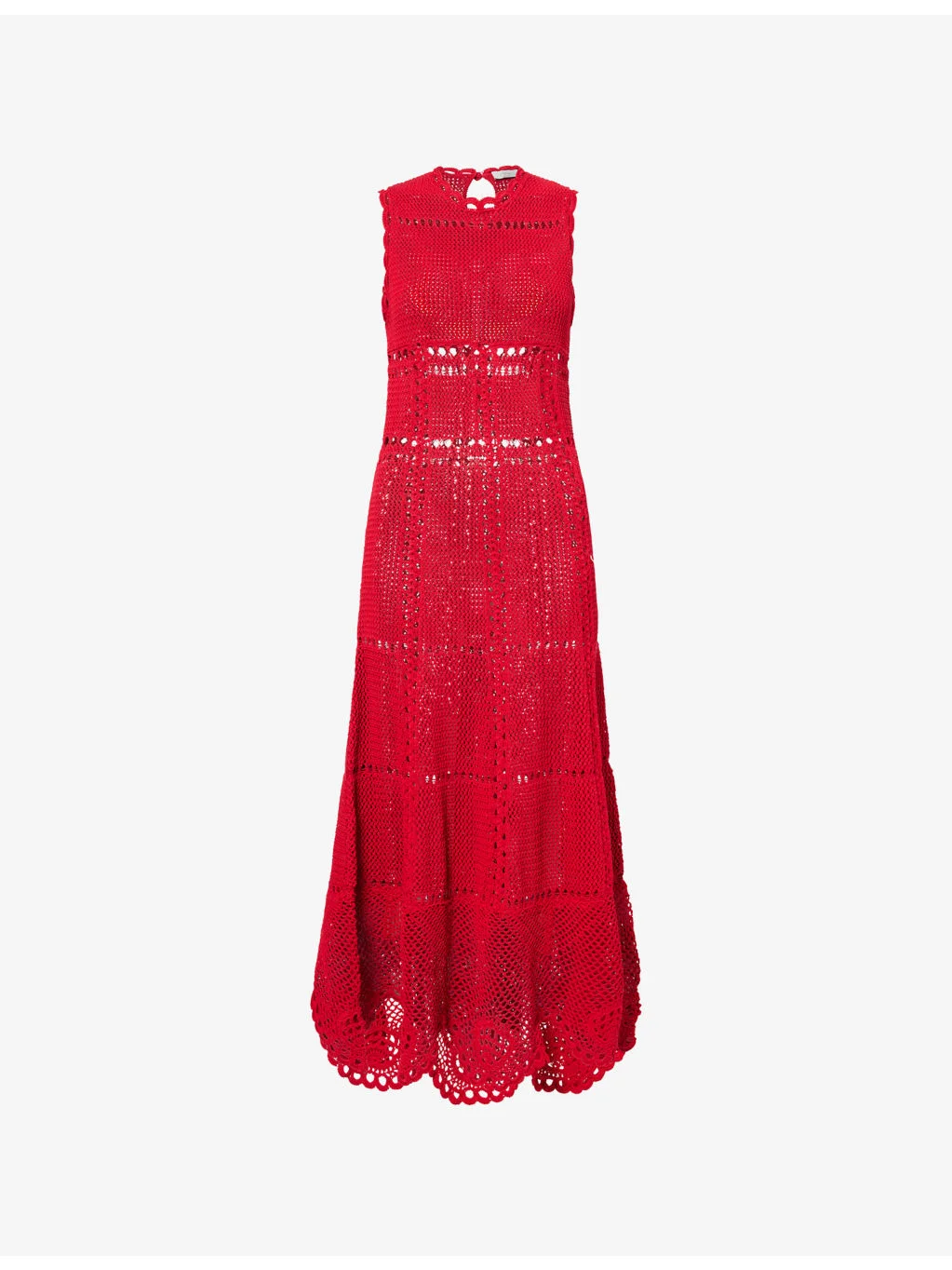 Flared Crochet Cotton Midi Dress - 1