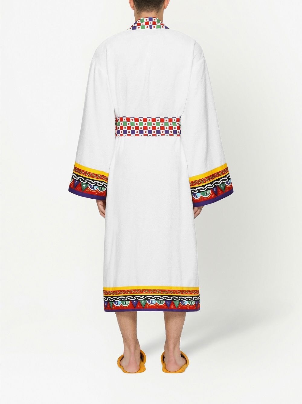 Carretto Siciliano printed trim bathrobe - 5