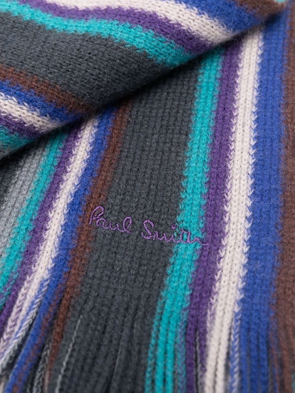 bright stripe print wool scarf - 3