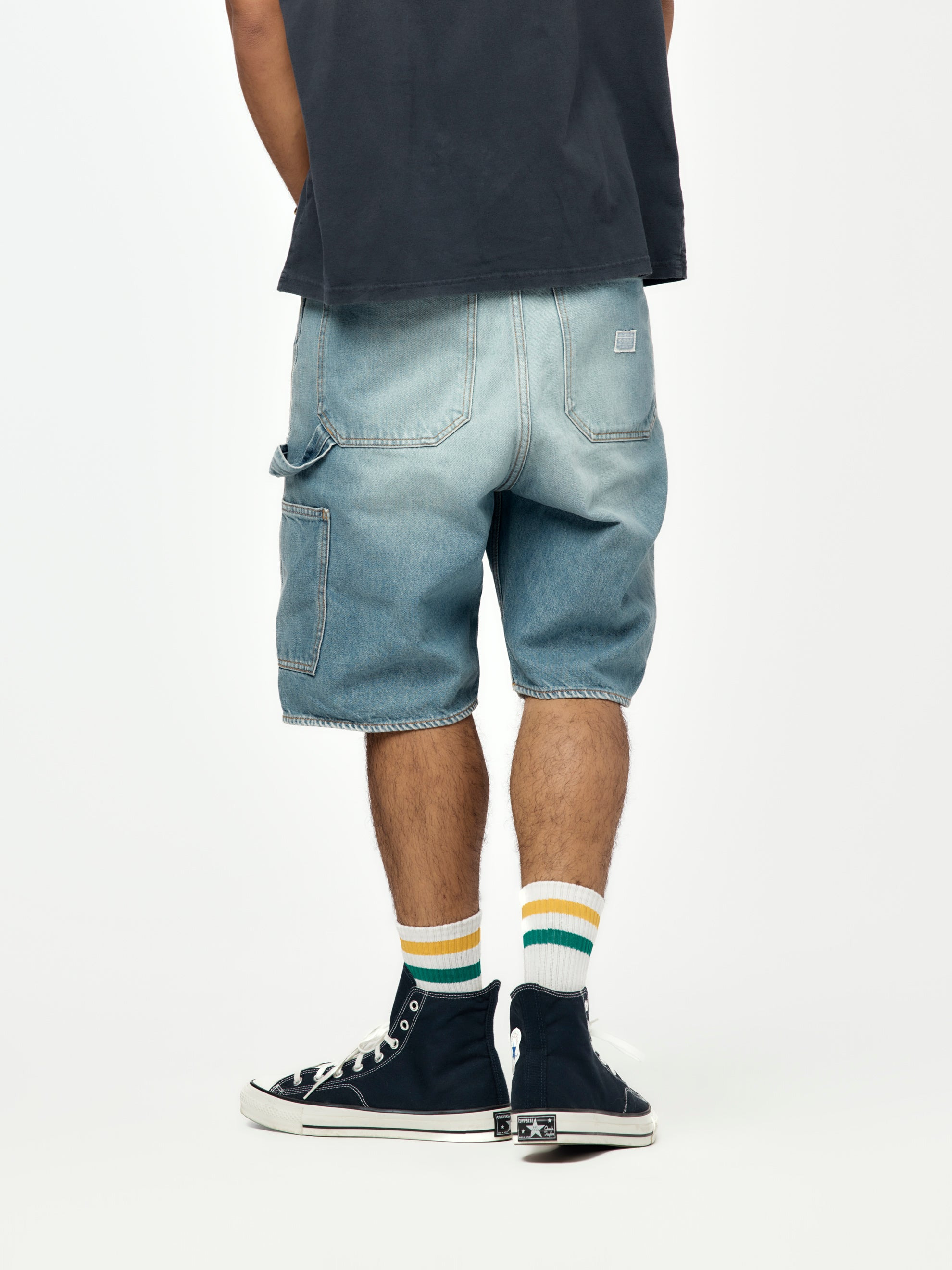14OZ DENIM STUDS REMAKE SHORTS - 3