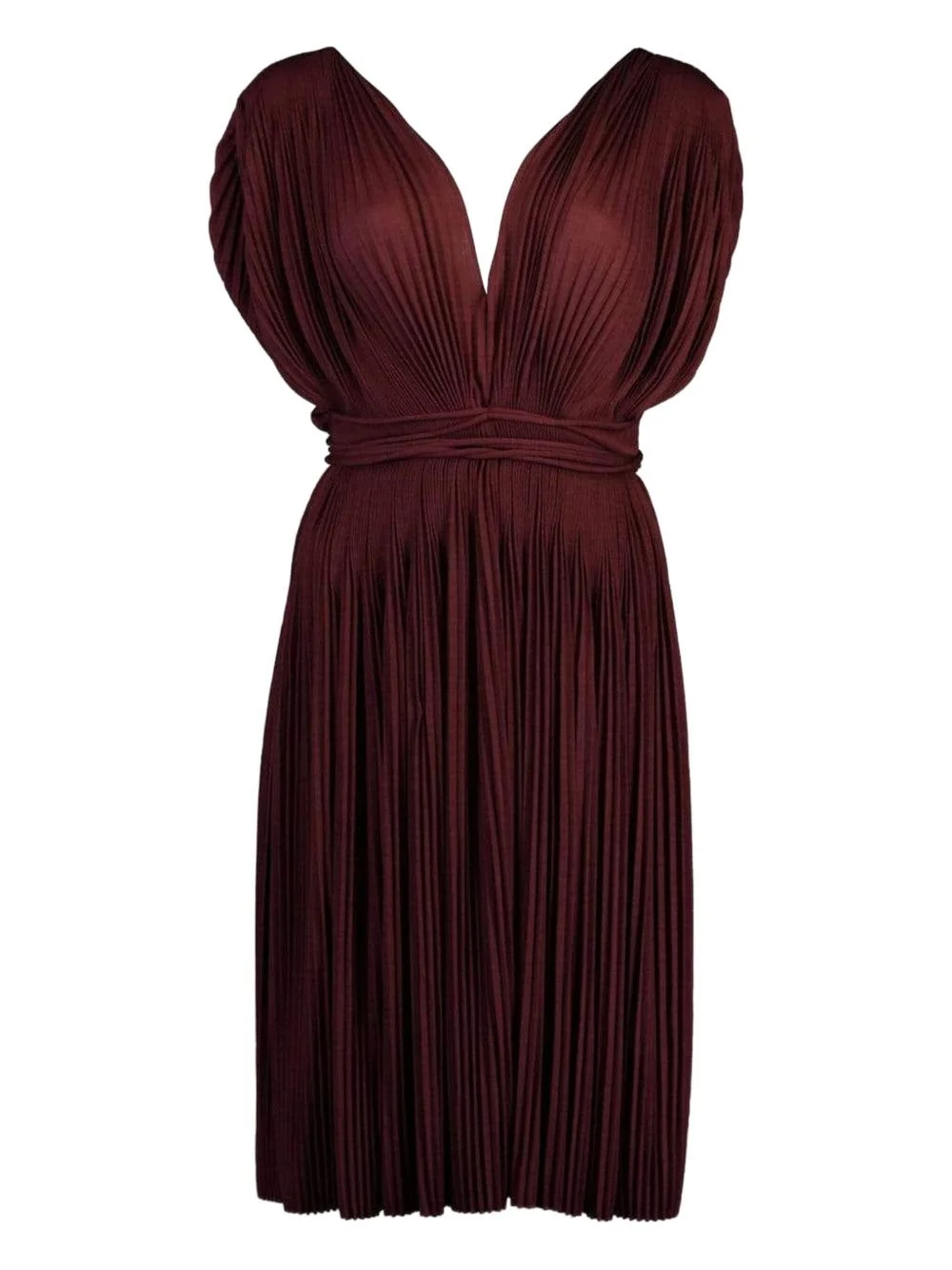 V-neck pleated dress - 1