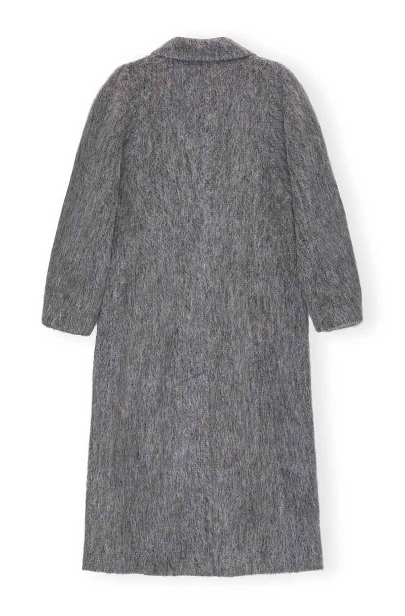GREY FLUFFY WOOL CURVED 소매 COAT 3
