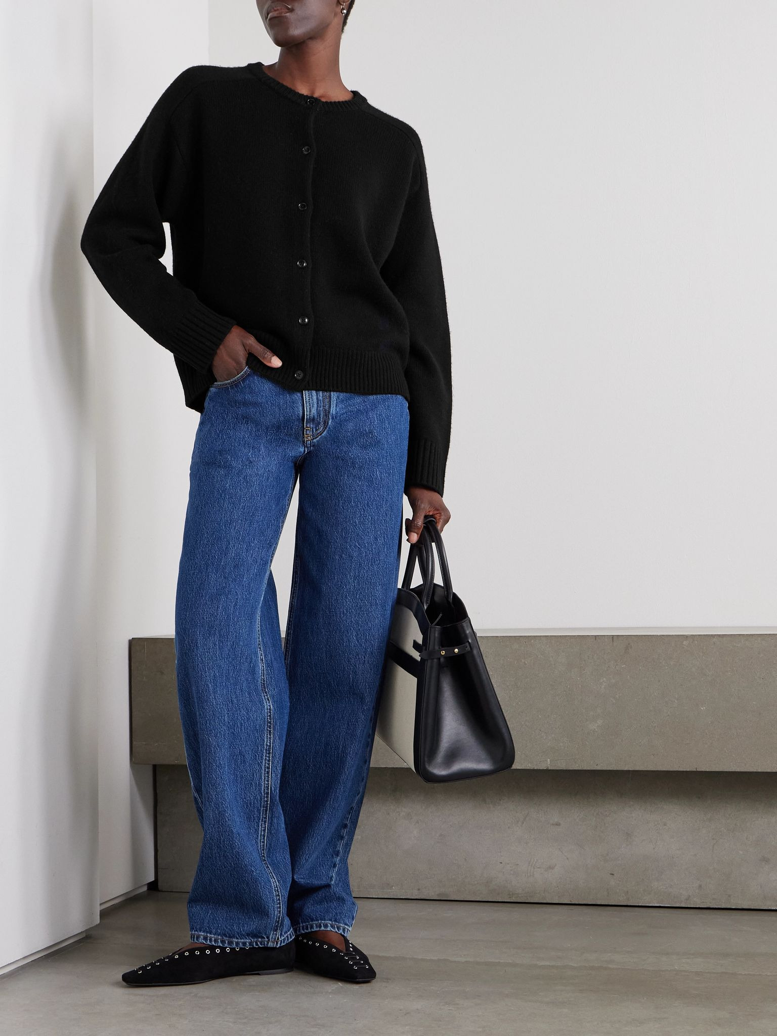 Aidar merino wool and cashmere-blend cardigan Black - 2