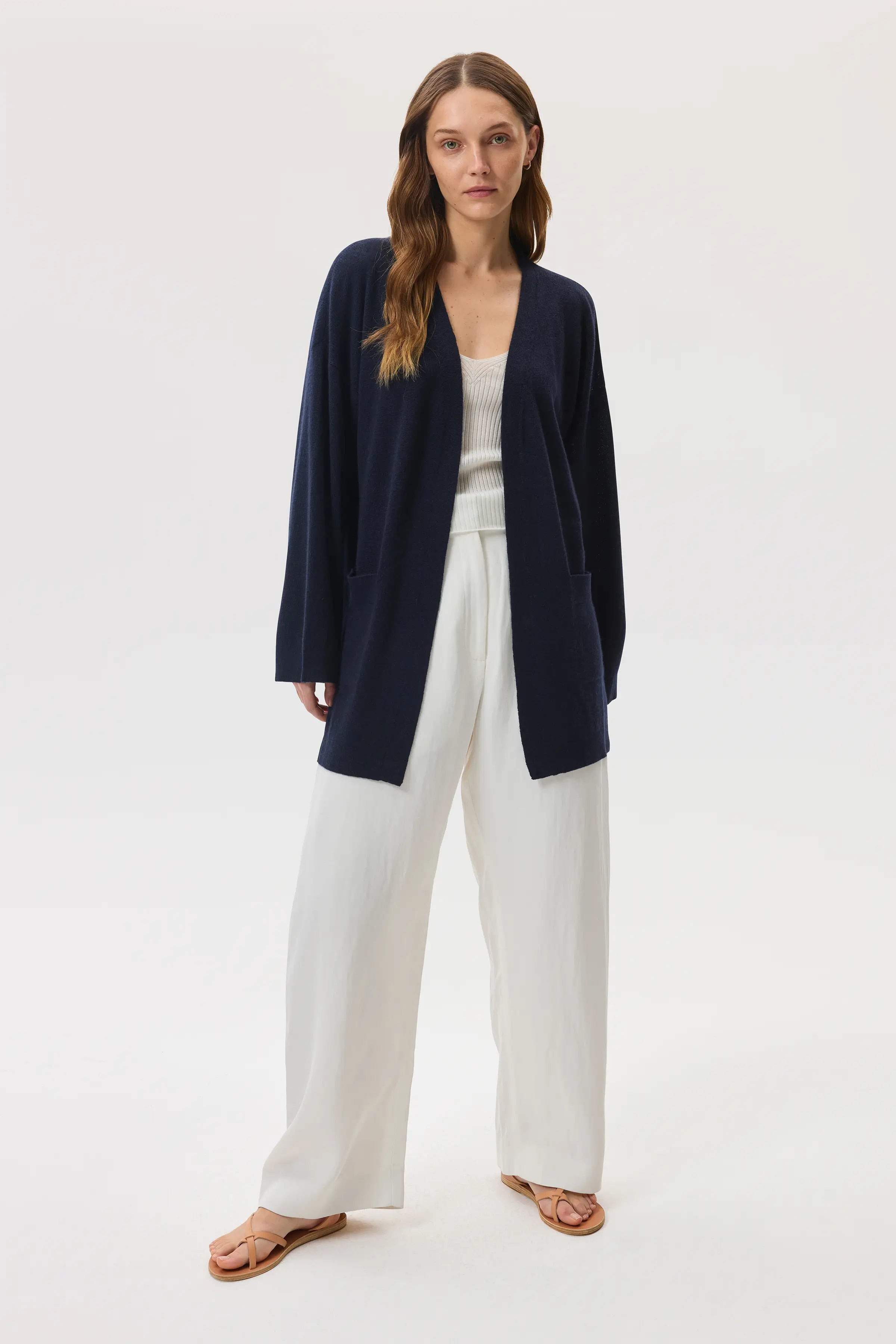 Cashmere Kimono Navy Cardigan - 2