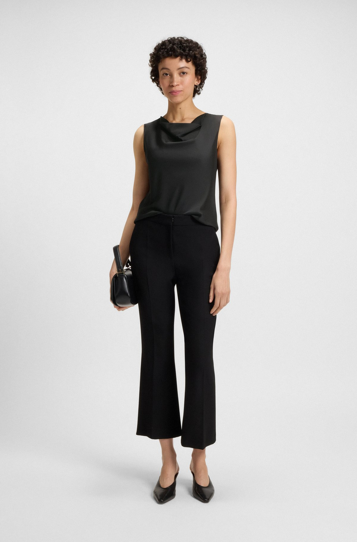SLEEVELESS COWL-NECK BLOUSE IN STRETCH SILK - 3