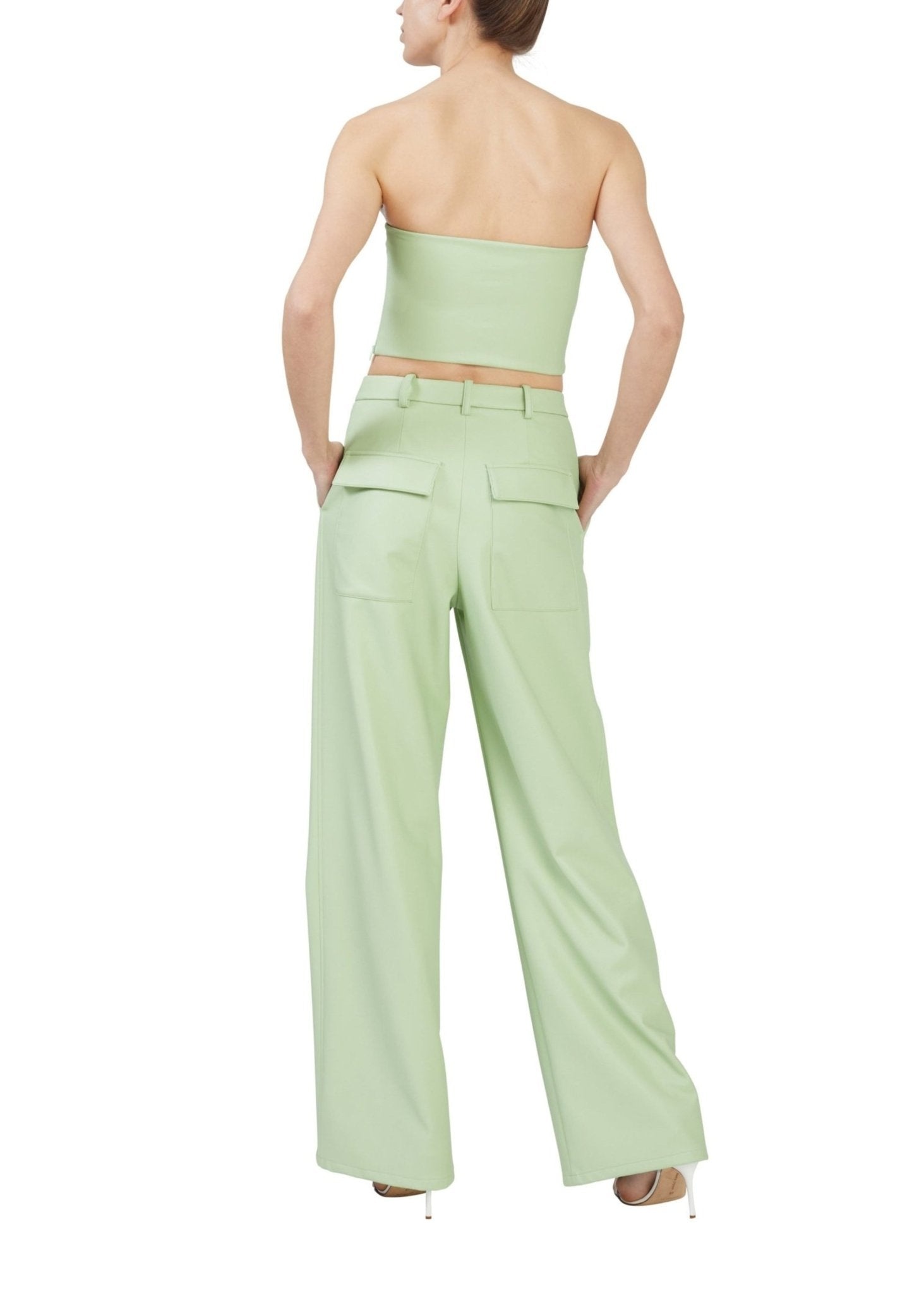 Stretch Faux Leather Tube Top - 2