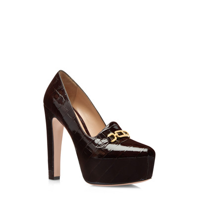 TOM FORD SHINY STAMPED CROCODILE LEATHER WHITNEY PLATFORM PUMP outlook