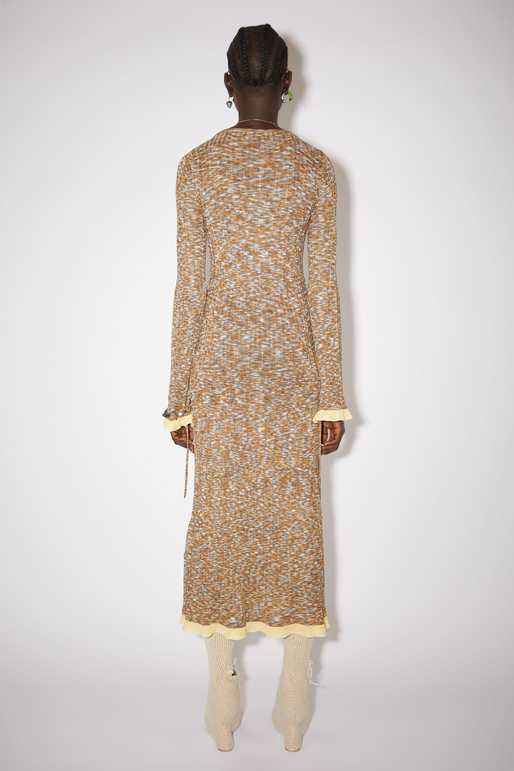 Ribbed knit dress - Brown/multi - 3