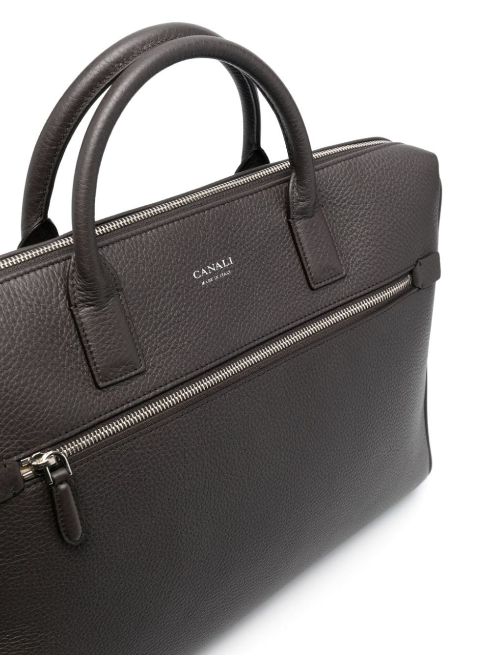 logo-stamp grained-leather briefcase - 3