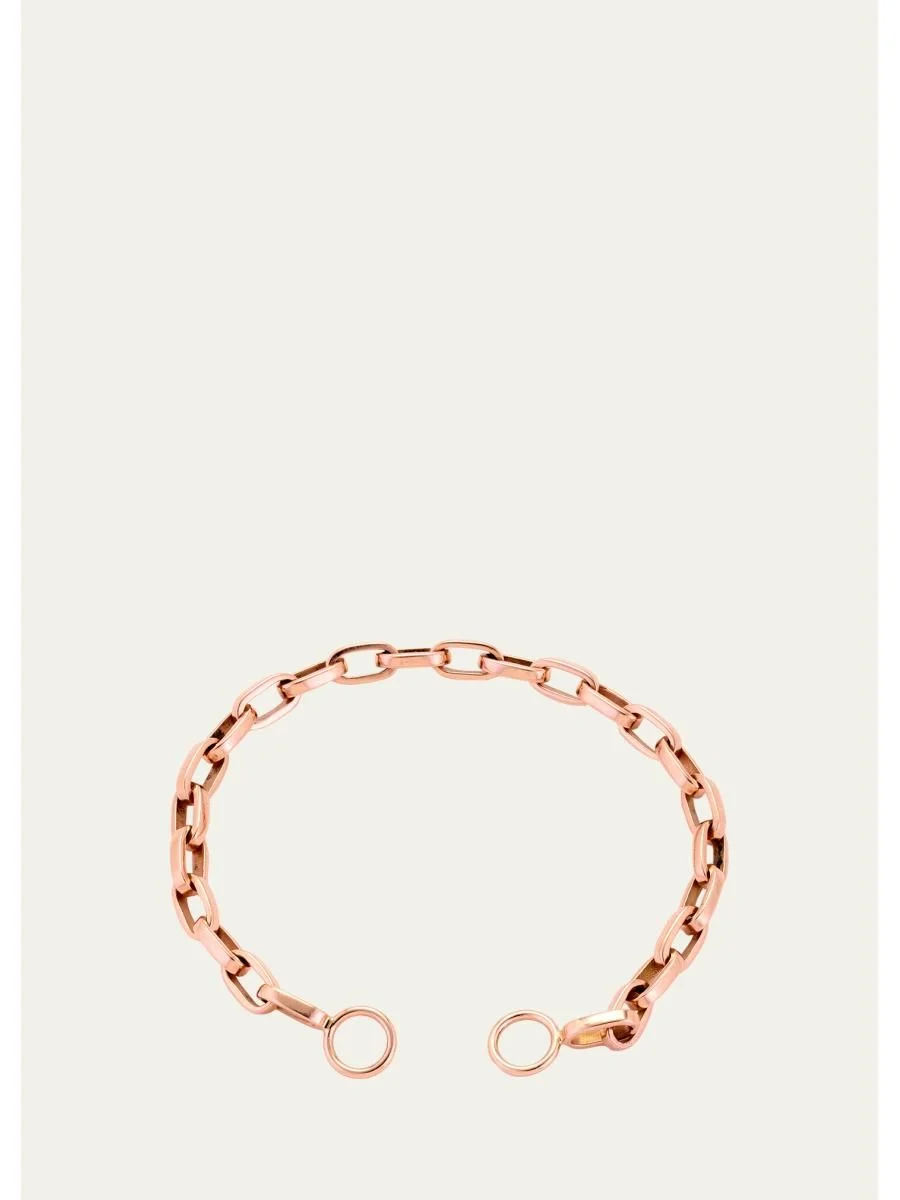 Handmade Biker Chain Bracelet in 14K Rose Gold, 6"L - 1