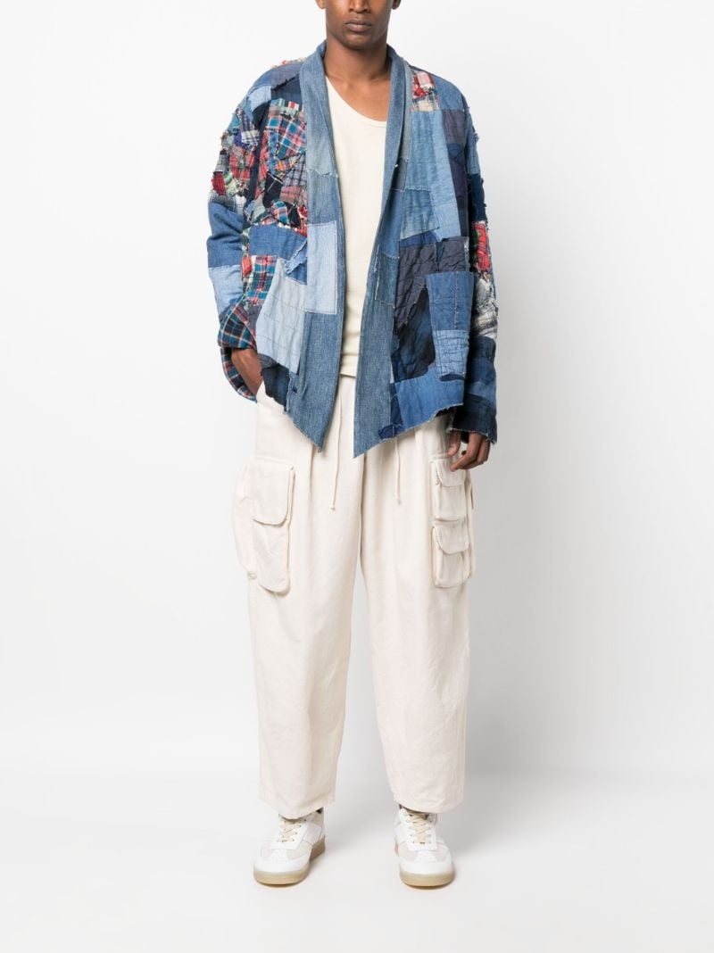 patchwork-design denim jacket - 2
