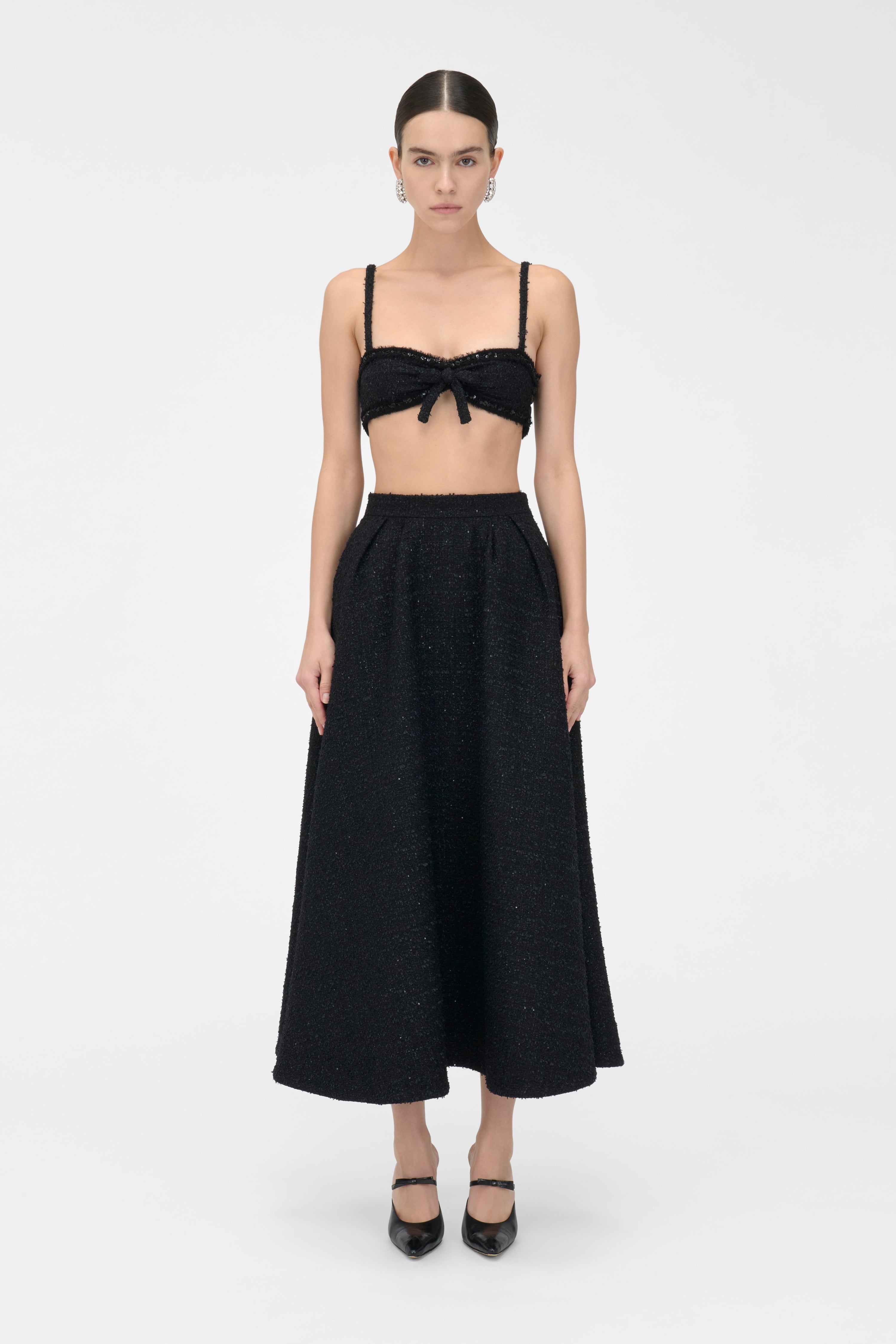 SEQUIN TWEED LONG SKIRT - 3
