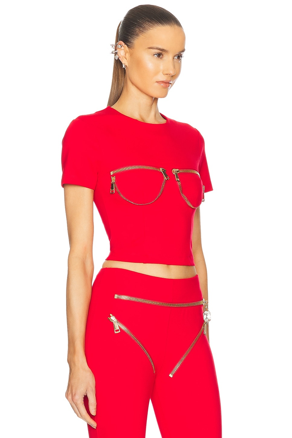Zipper Cup Bustier T-Shirt - 2