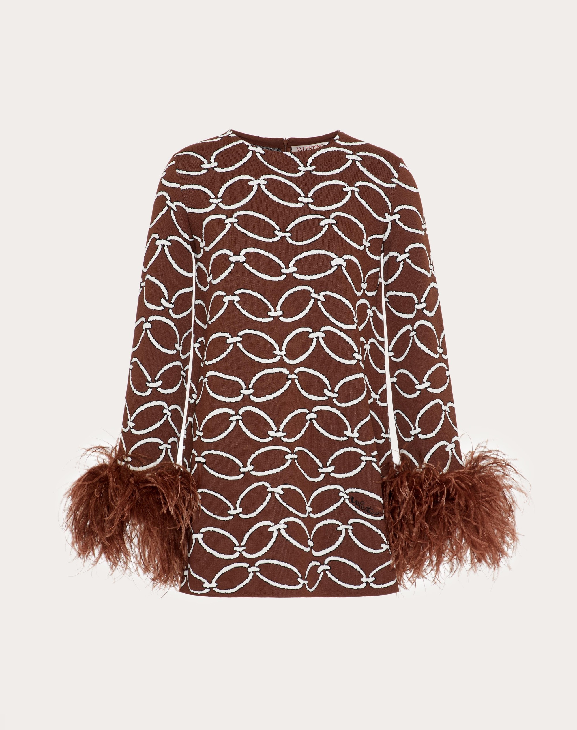 VALENTINO CHAIN 1967 JACQUARD VISCOSE SWEATER WITH FEATHERS - 1