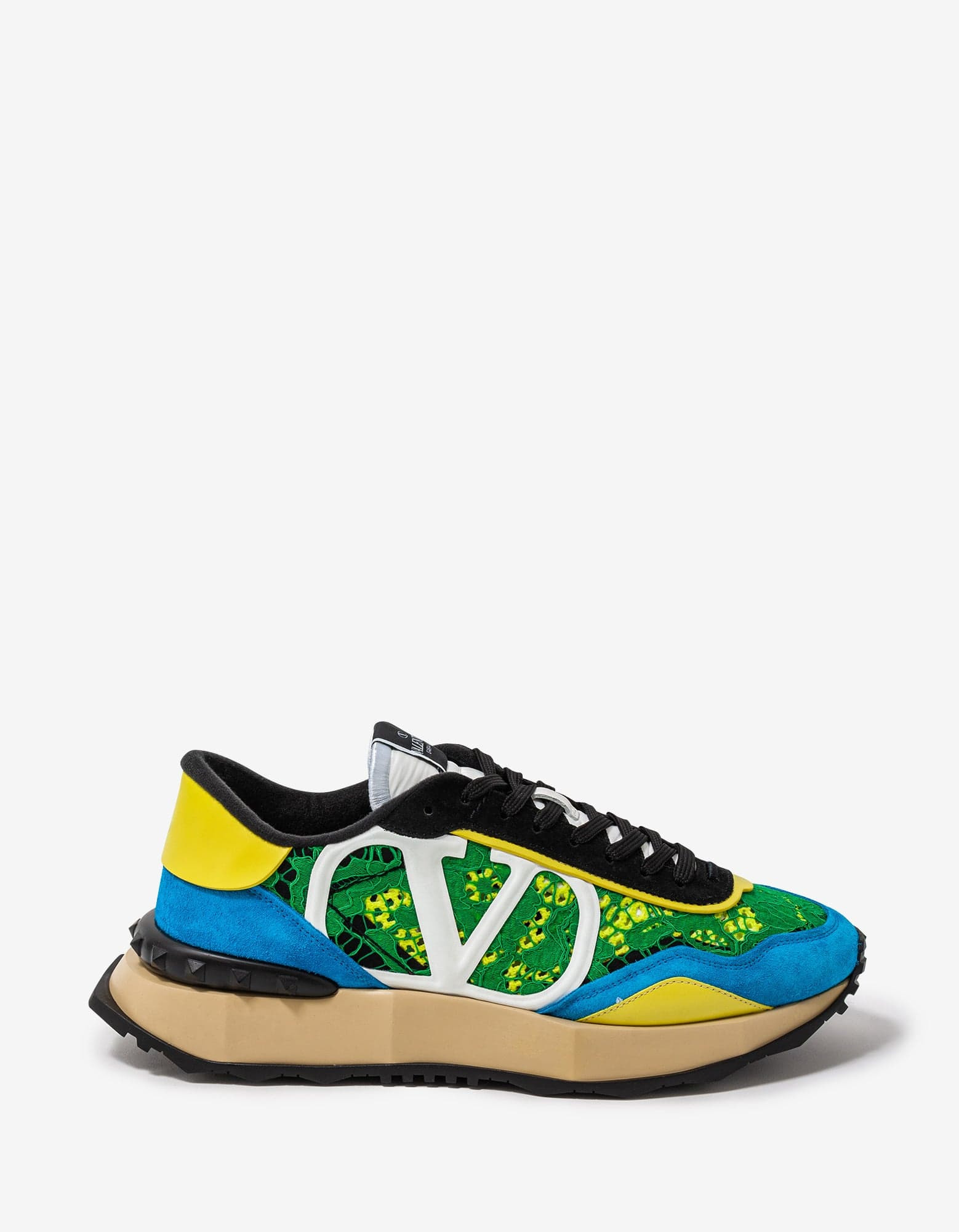 Valentino Green & Blue Lace & Mesh Lacerunner Trainers - 5