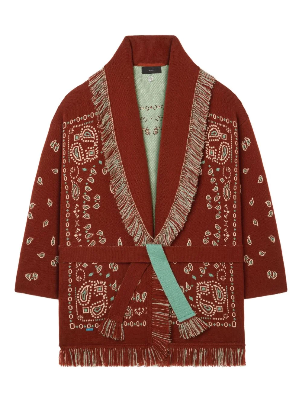 Bandana jacquard fringed cardigan - 1